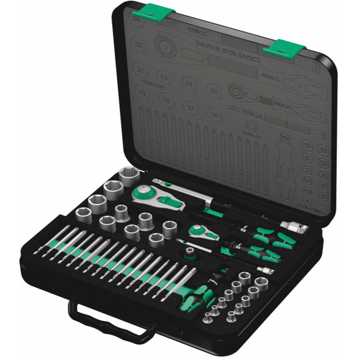Wera 8100 SA/SC 2 Zyklop Speed-Knarrensatz, 1/4"-Antrieb und 1/2"-Antrieb, metrisch, 43-teilig