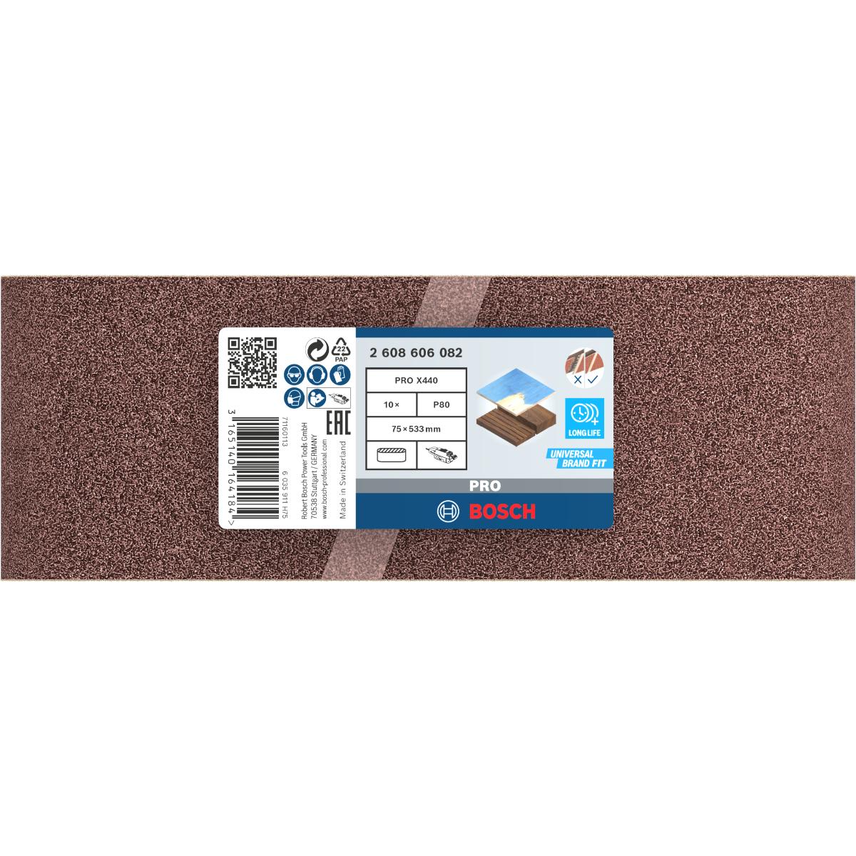 Bosch PRO Schleifband-Set X440 Best for Wood and Paint, 10-teilig 75x533 mm