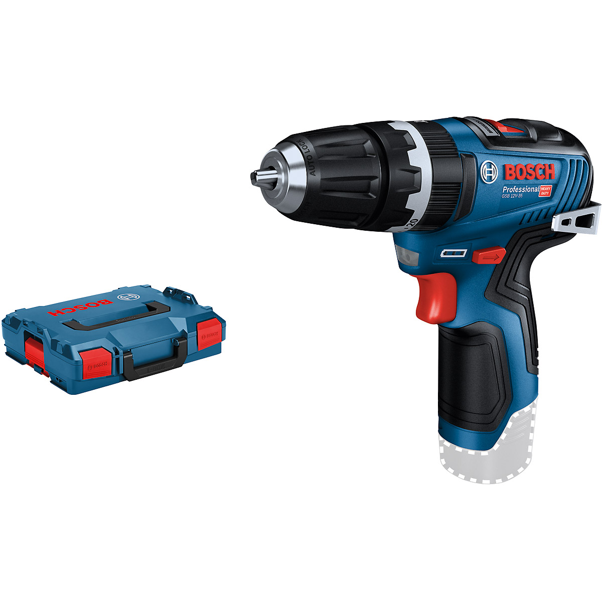 Bosch Akku-Schlagbohrschrauber GSB 12V-35 mit L-BOXX 102, 1x Gürtelclip, 1x Bithalter