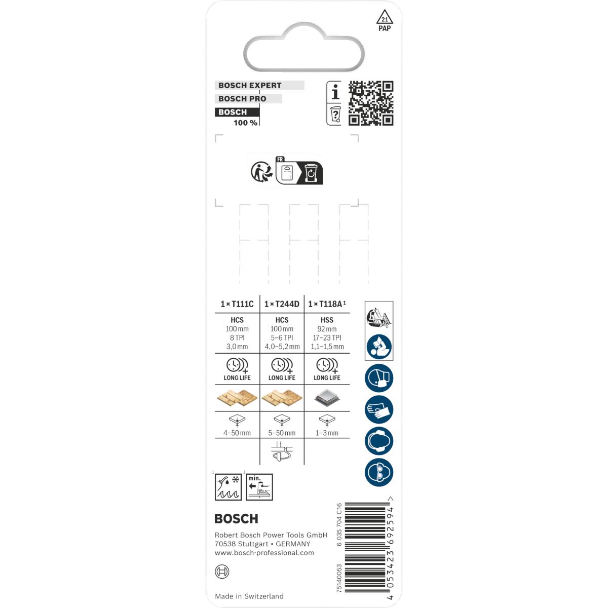 Bosch Stichsägeblatt Set Wood and Metal Basic, 3-tlg.