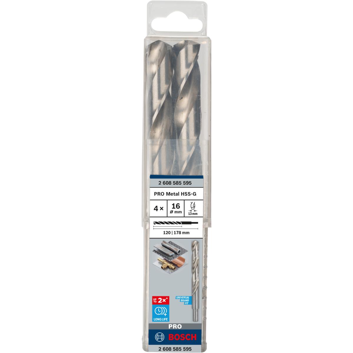 Bosch PRO Metallbohrer HSS-G, DIN 338 mit reduziertem Schaft, 14 x 108 x 160 mm, 4er-Pack