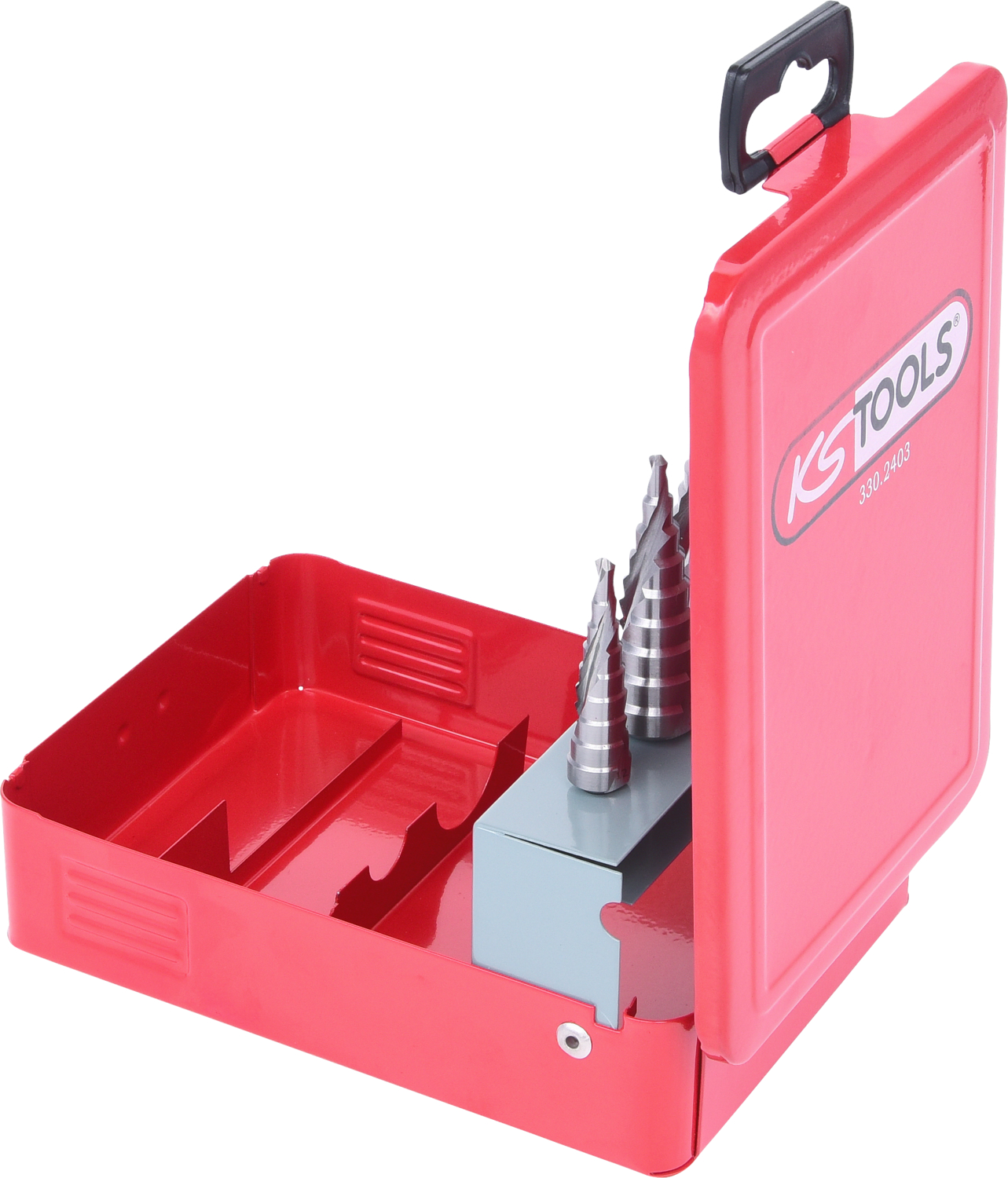 KS Tools HSS Stufenbohrer-Satz, Stahlblechkassette 3-tlg