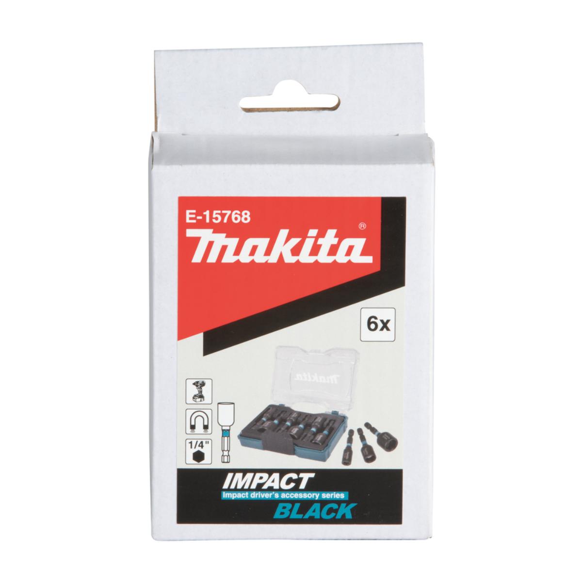 Makita Steckschlüssel-Set 6-teilig - 1/4 Zoll Sechskant - Impact Black - E-15768