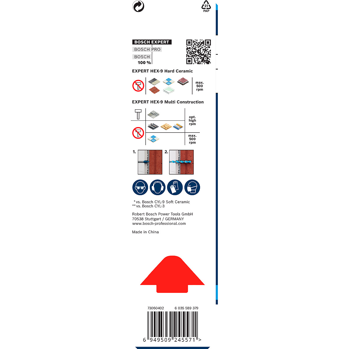Bosch EXPERT HEX-9 Hard Ceramic + HEX-9 Multi Construction Bohrer