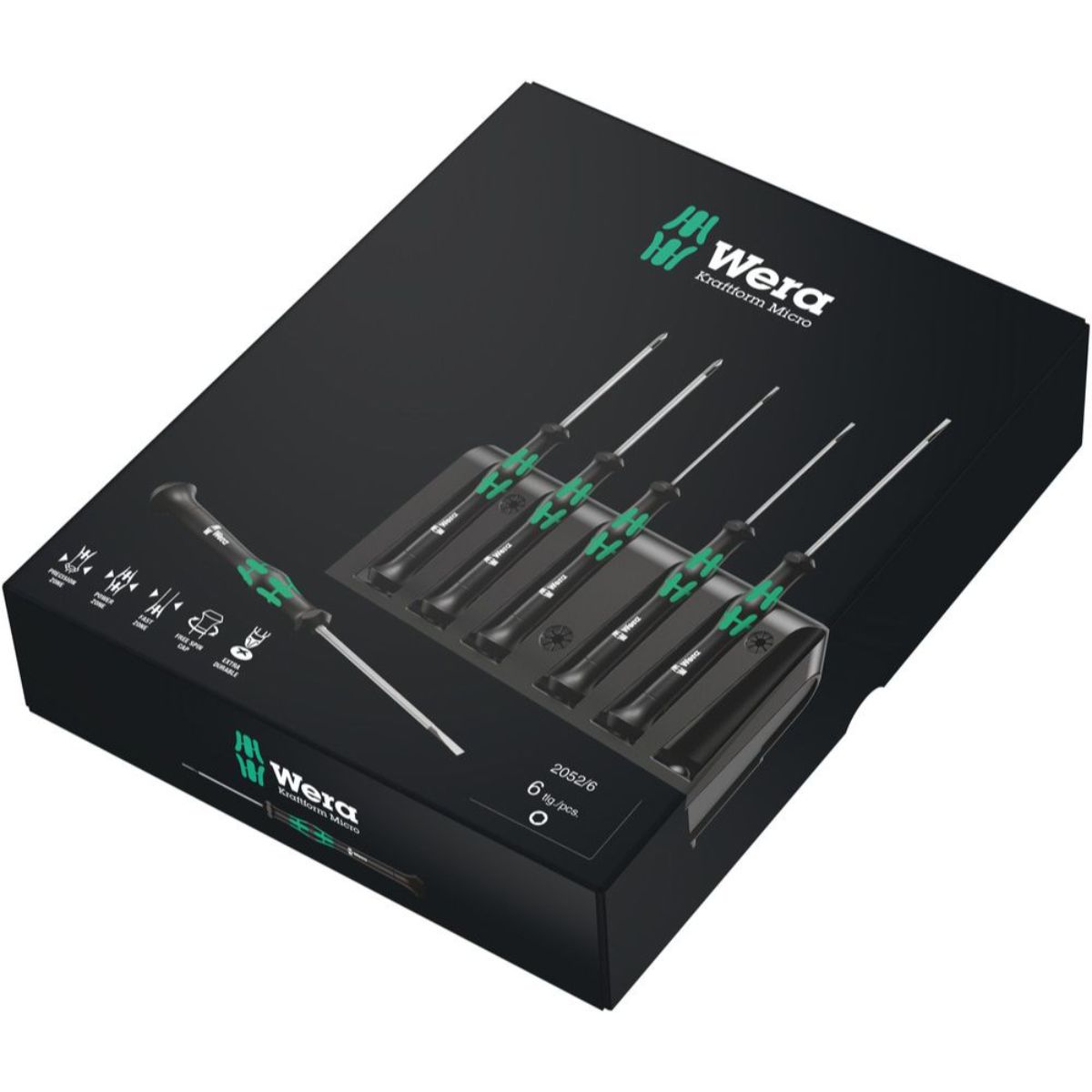 Wera 2052/6 Elektronik-Schraubendrehersatz + Rack, 6-teilig