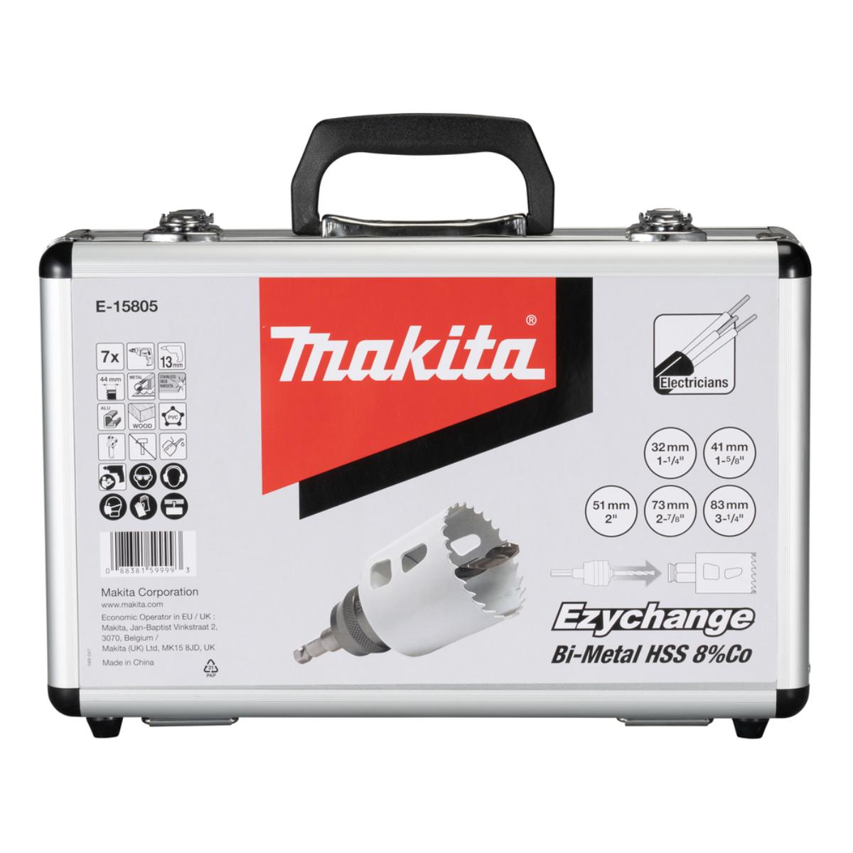 Makita EZYCHANGE Lochsägen-Set Elektriker 7-teilig HSS-BiM 7-tlg. - Ø 32-83 mm