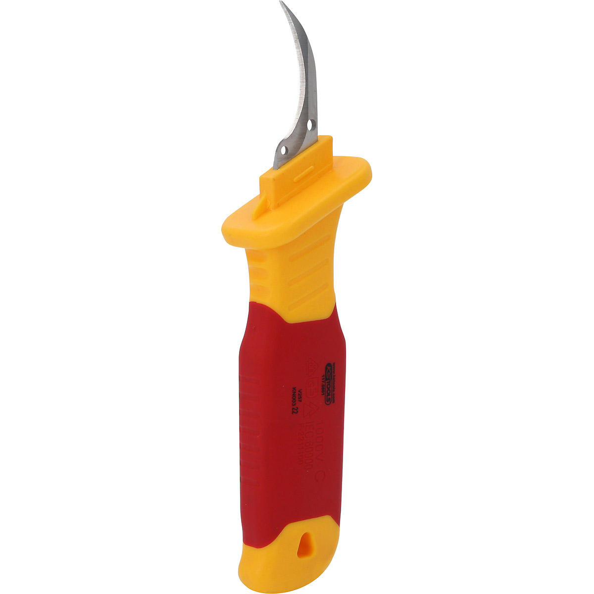 KS Tools Kabelmesser mit Schutzisolierung und Hakenklinge, 200mm