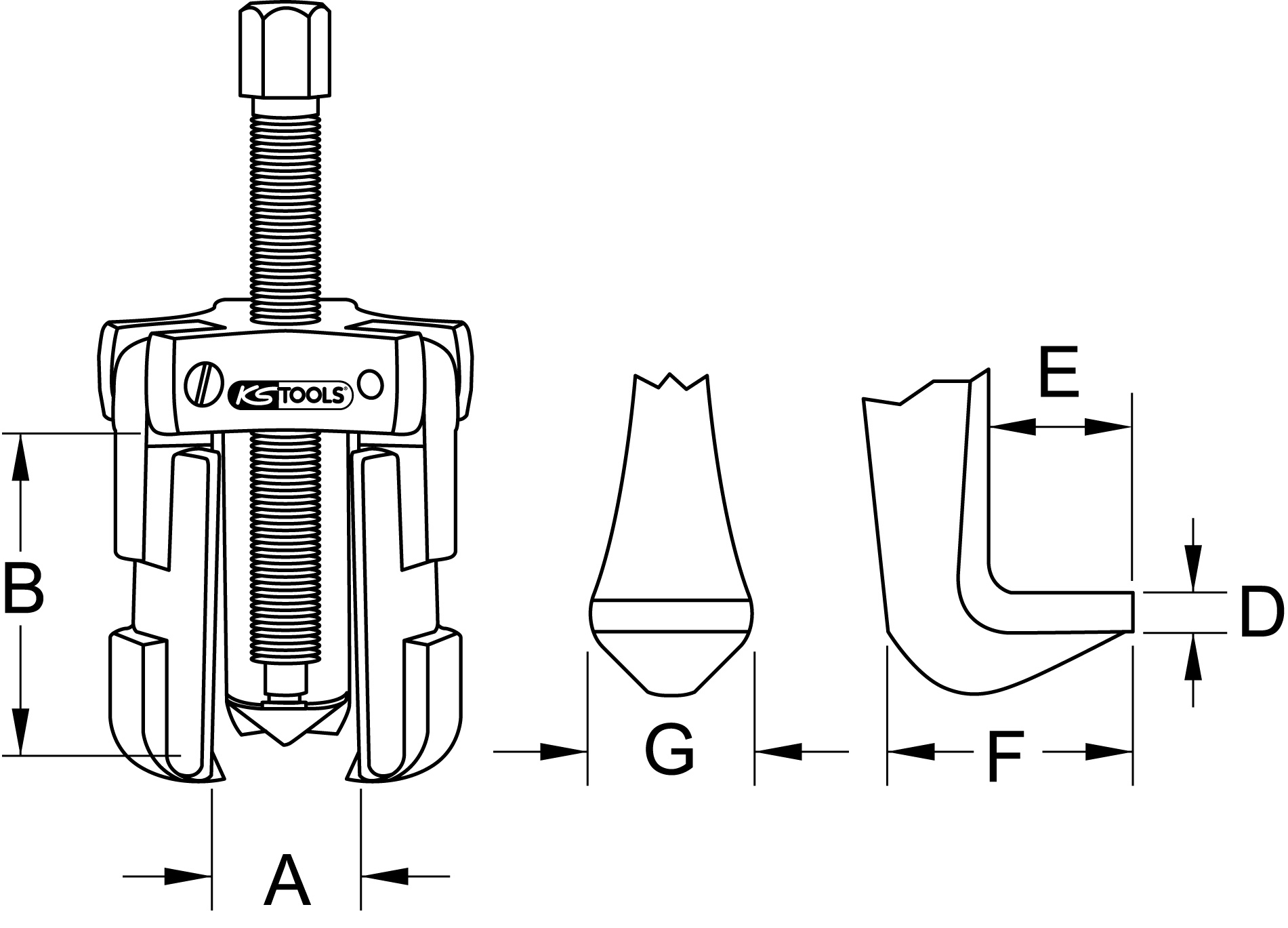 KS Tools Lagerring-Abzieher 3-armig mit Spannkonus