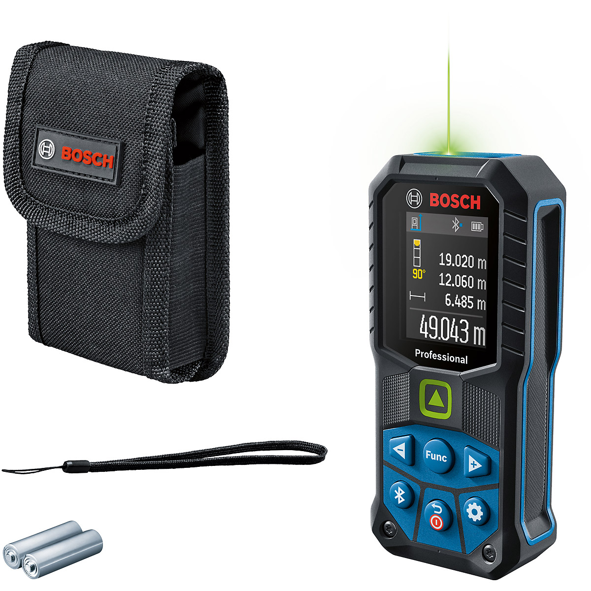 Bosch Laser-Entfernungsmesser GLM 50-27 CG mit 2 x 1,5 V LR6-Batterie (AA)