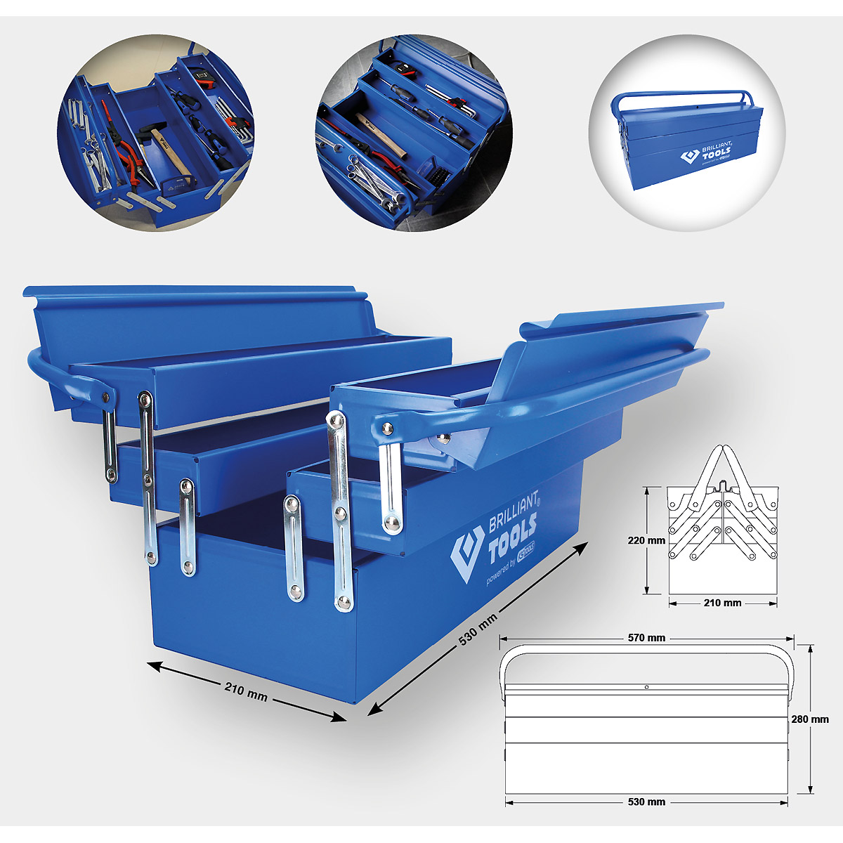 Brilliant Tools Metall-Werkzeugkasten, klappbar