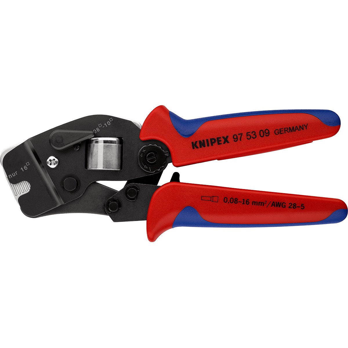 KNIPEX Selbsteinstellende Crimpzange für Aderendhülsen Vierkant-Crimp brüniert