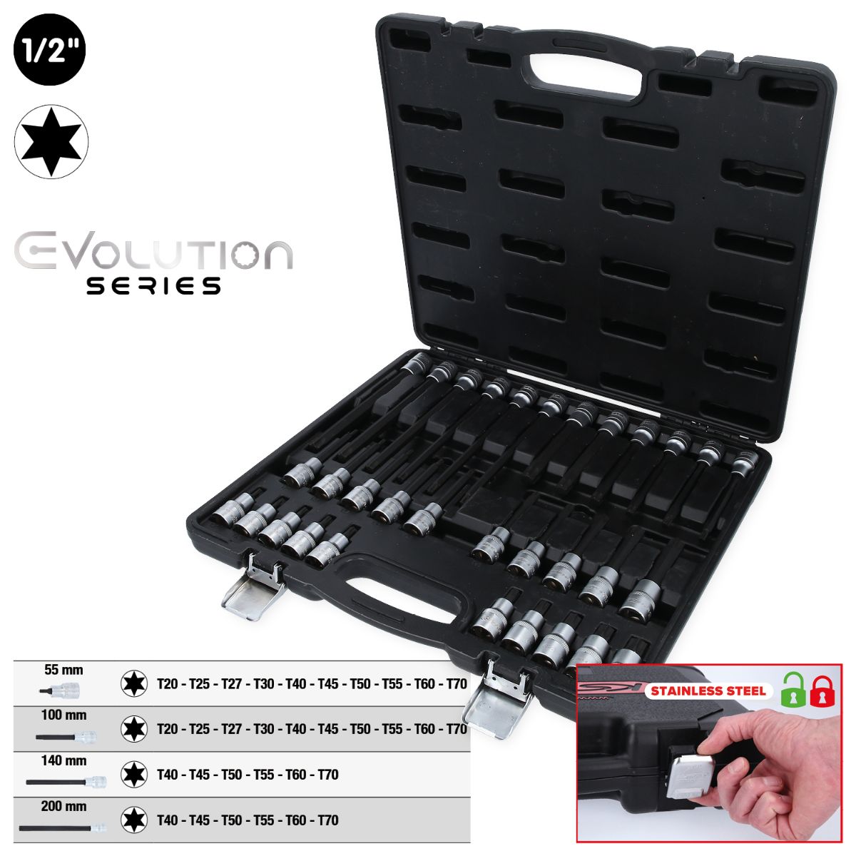 KS Tools 1/2 Zoll Bit-Stecknuss-Satz für Torx® Schrauben, 32-tlg
