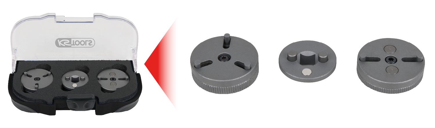 KS Tools Universal Bremskolben-Rückstell-Werkzeug-Adapter-Satz, 3-tlg