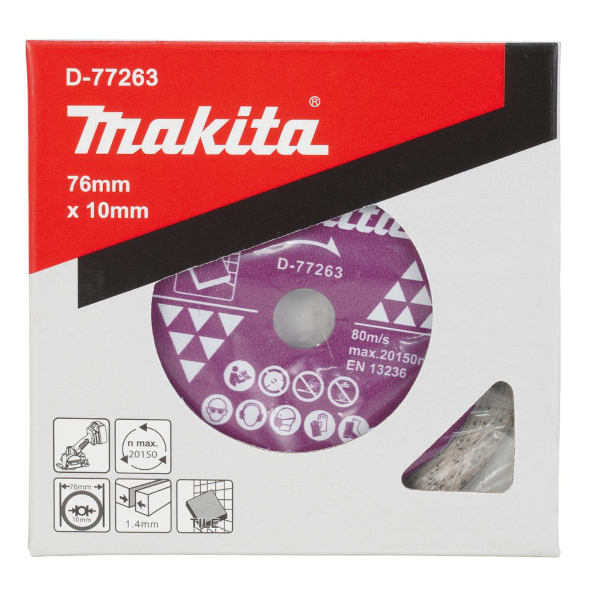 Makita Diamanttrennscheibe 76mm Ø 76 mm - 1,4 mm Schnittstärke - Trocken - Keramikfliesen - D-77263