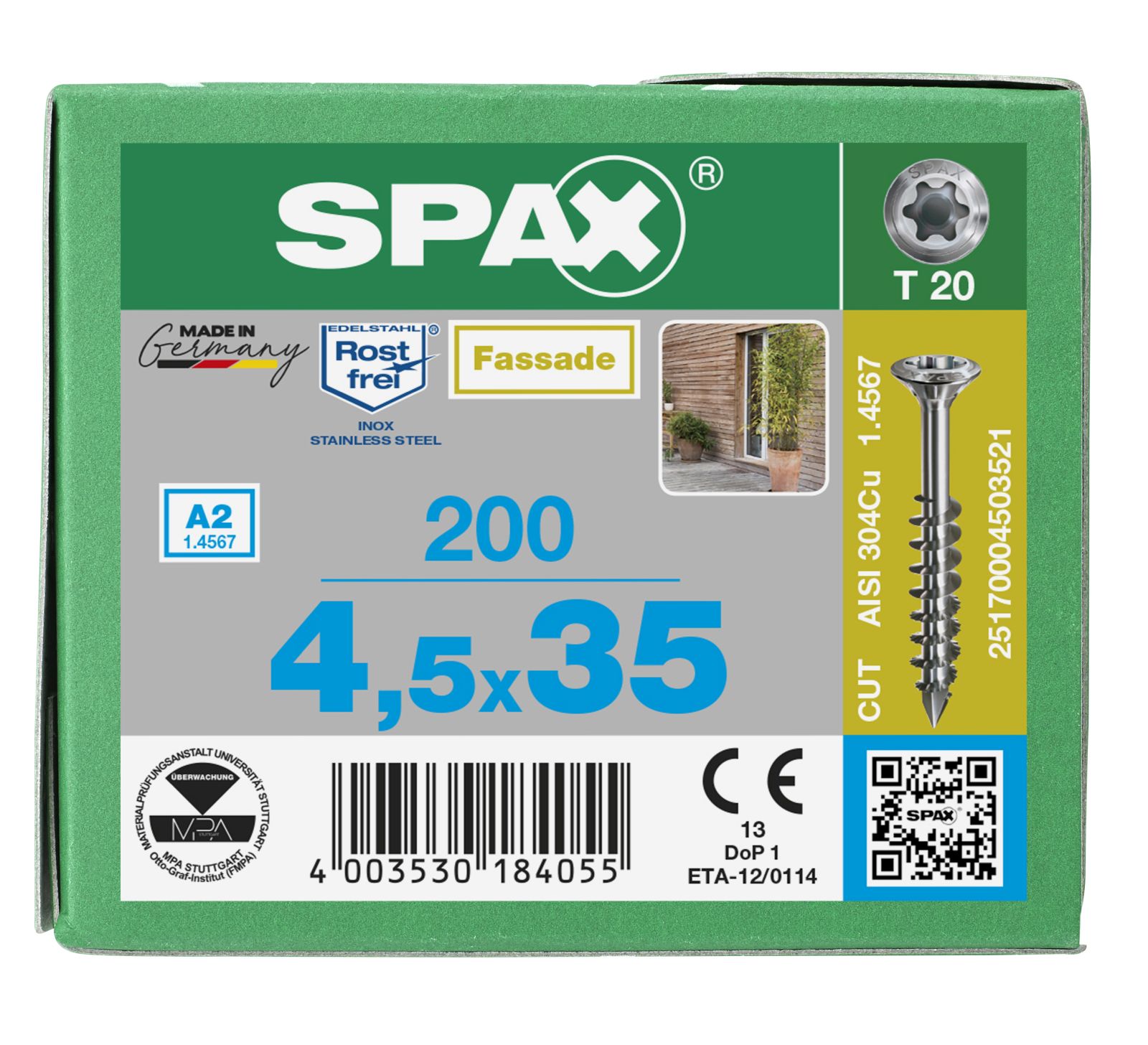 SPAX-S A2 Linsenkopf Fräsrippen T-Star Plus T20 Teilgewinde Cut, 200 Stück