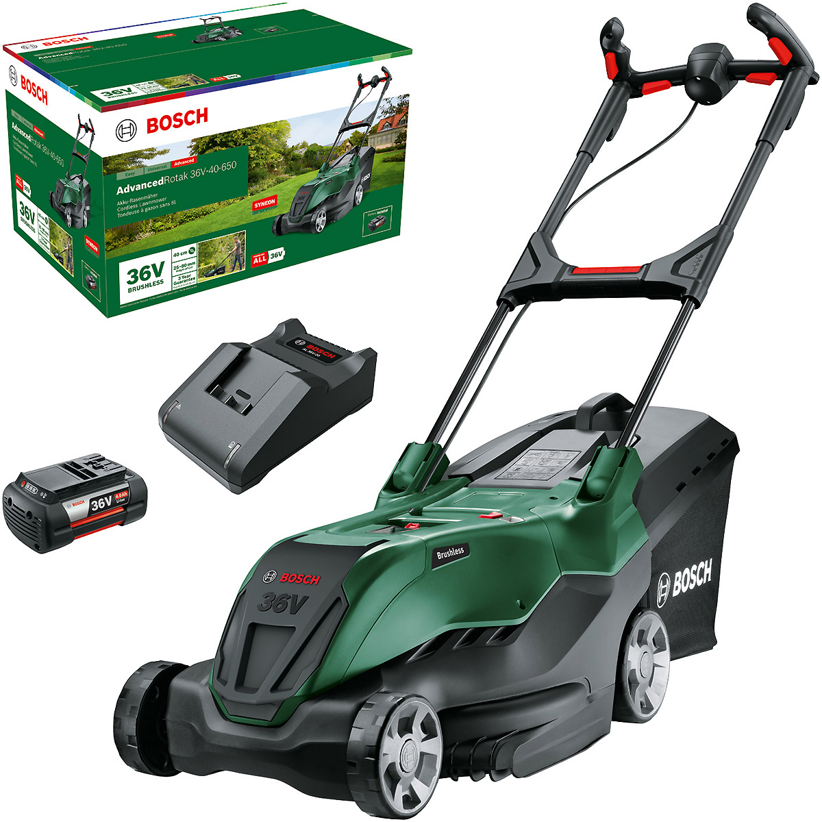 Bosch Akku-Rasenmäher AdvancedRotak 36V-40-650, 1 x Akku 36V 4,0Ah