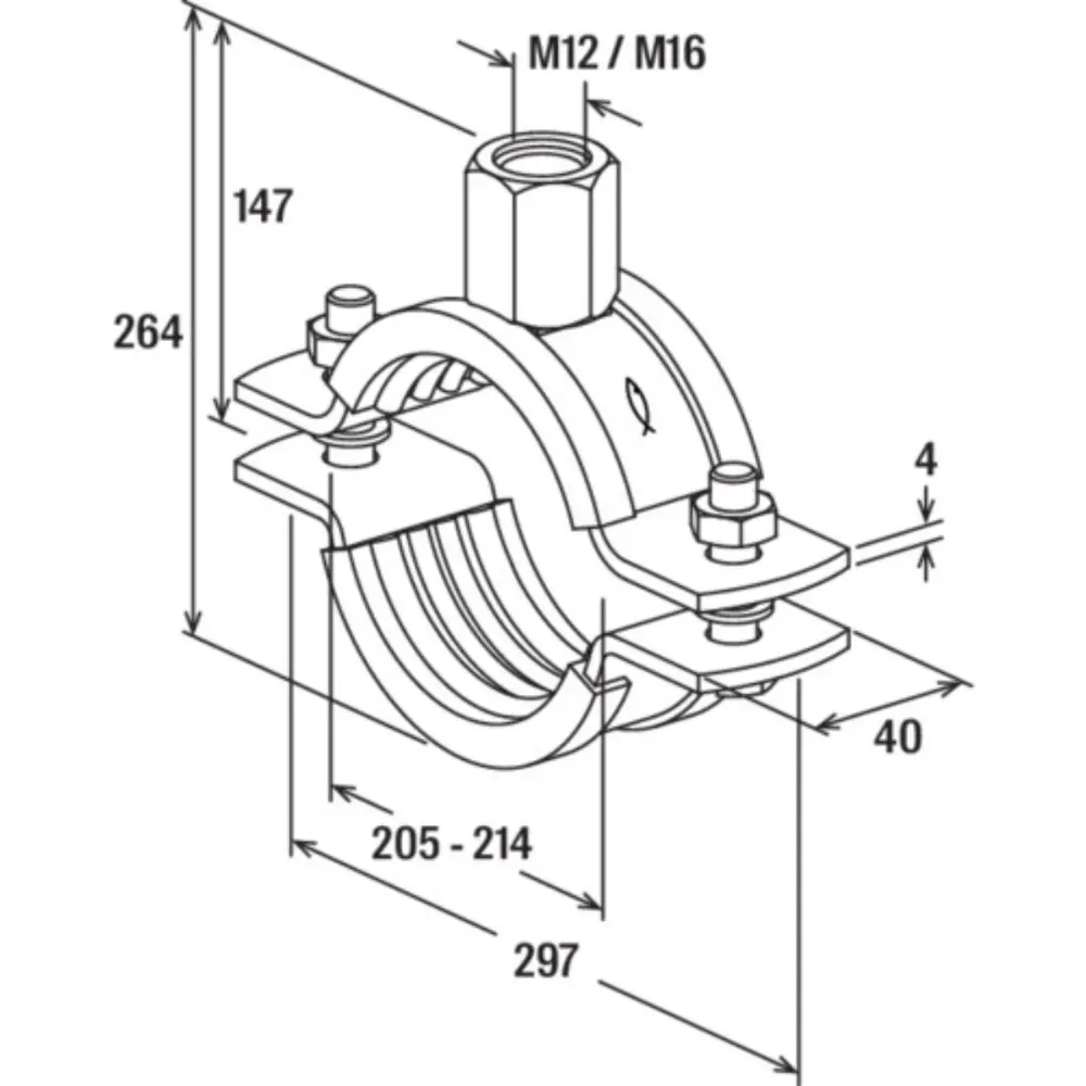 Fischer Massivrohrschelle FRSM 212 M12/M16 galvanisch verzinkt