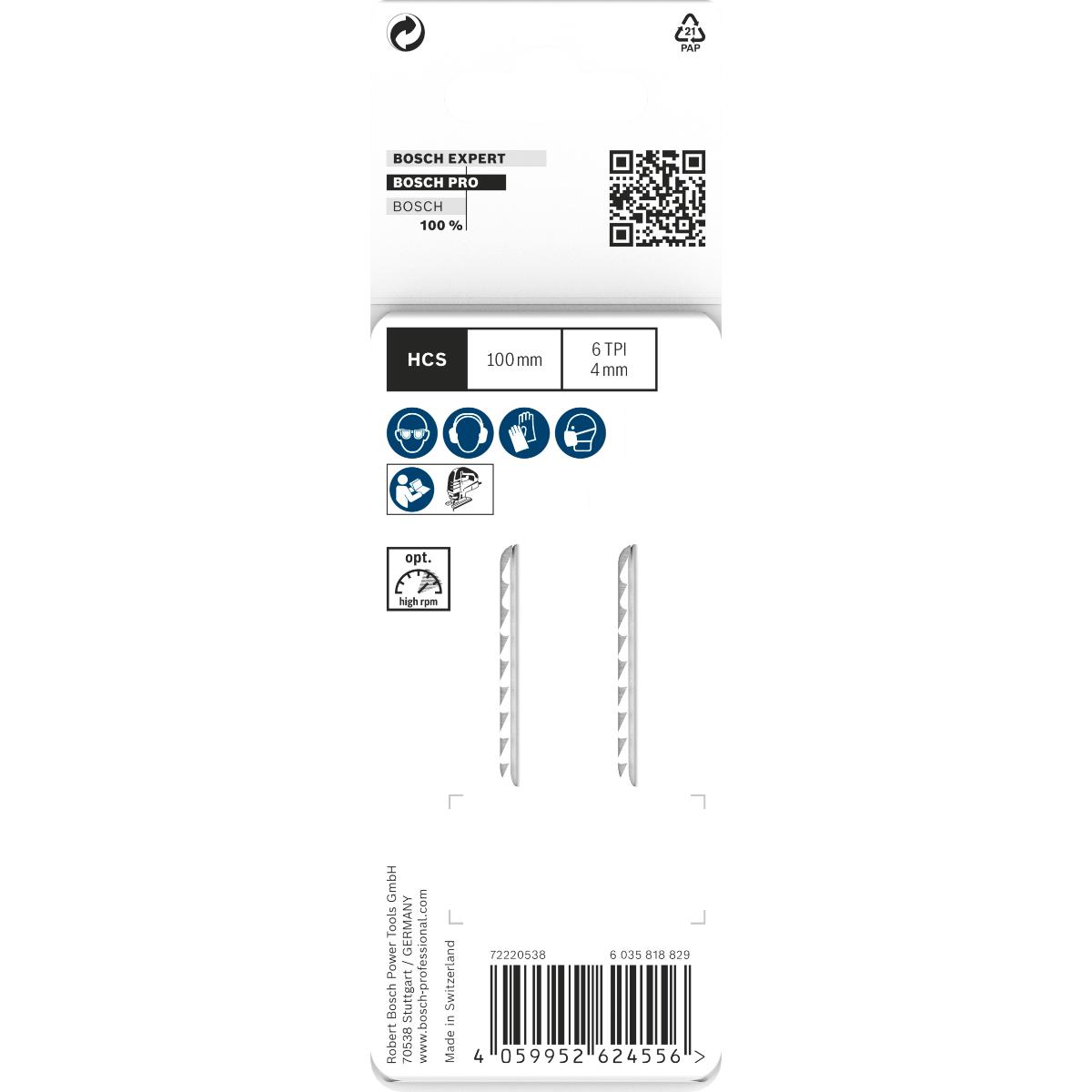 Bosch PRO Plastics PP clean T102D Stichsägeblatt,100 mm - 2 Stück
