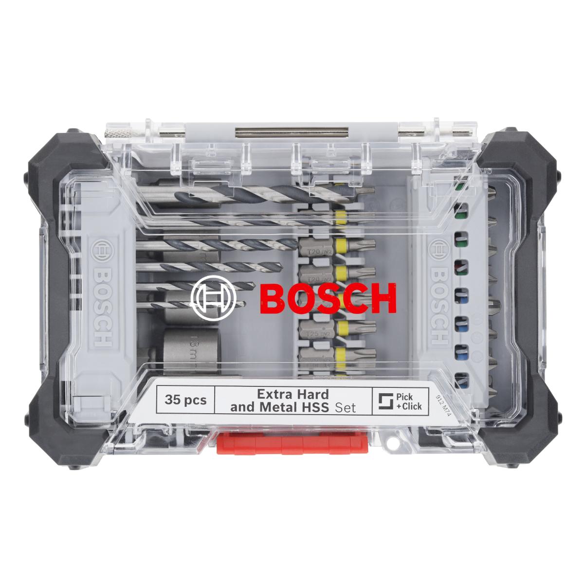 Bosch Extra Hard und Metal HSS im Pick and Click-Koffer,35‑teiliges Set