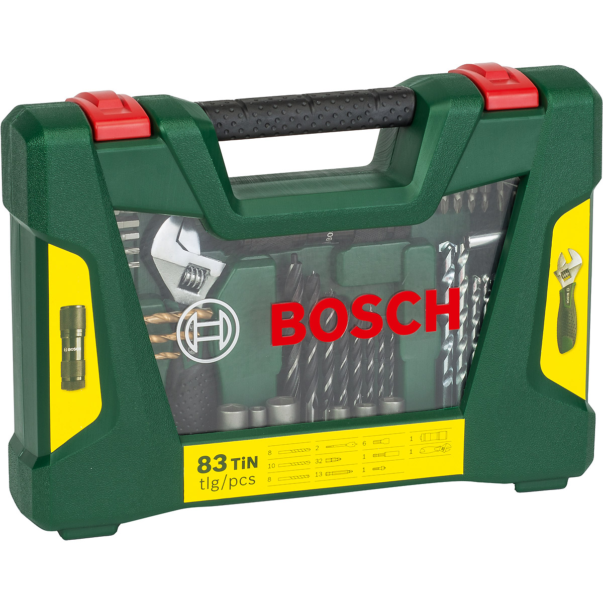 Bosch V-Line TiN-Bohrer- und Bit-Set, 83-teilig, mit Taschenlampe und Gabelschlüssel