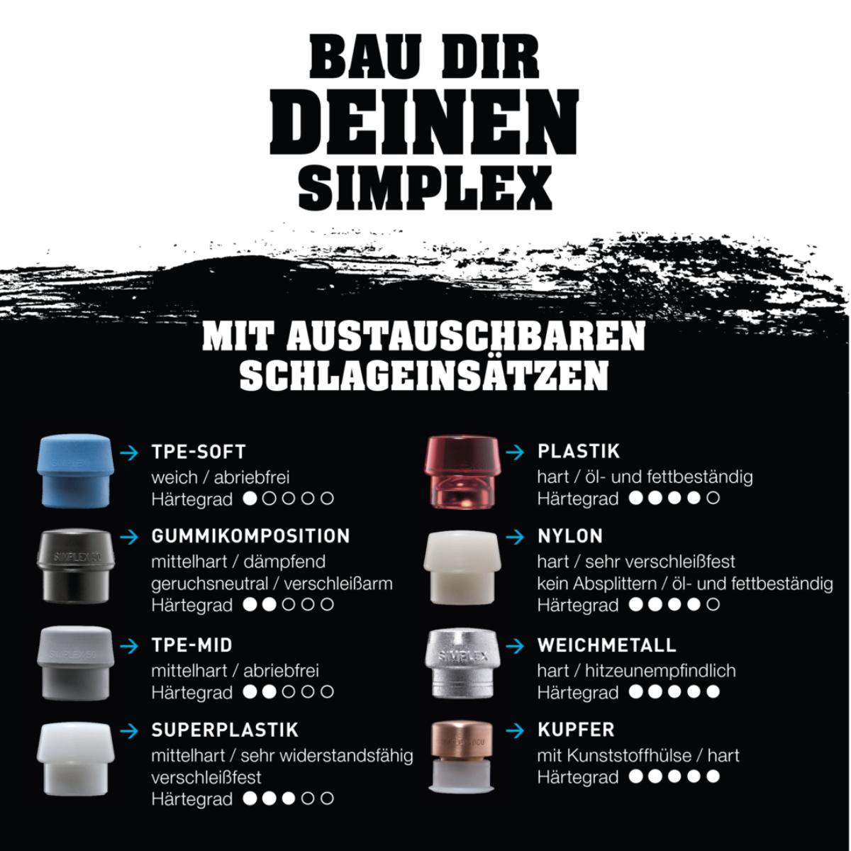 HALDER SIMPLEX - Schonhammer mit TE-Gehäuse und Holzstiel, Superplastik / TPE-soft