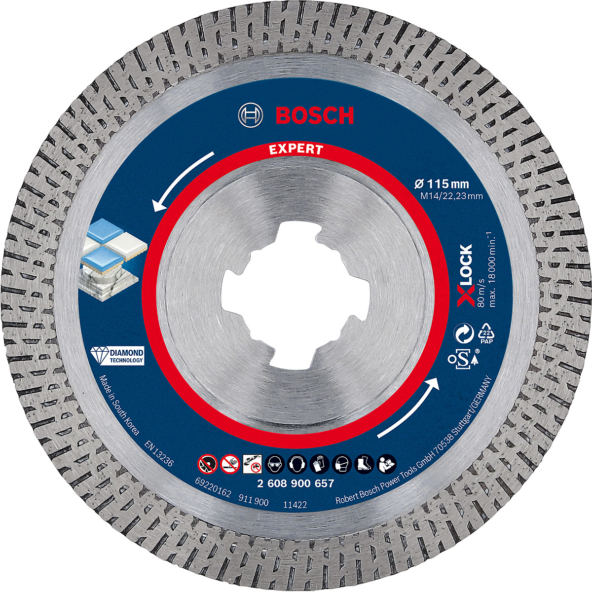 Bosch EXPERT HardCeramic X-LOCK Diamanttrennscheiben für kleine Winkelschleifer, 115x22.23x1.6x10