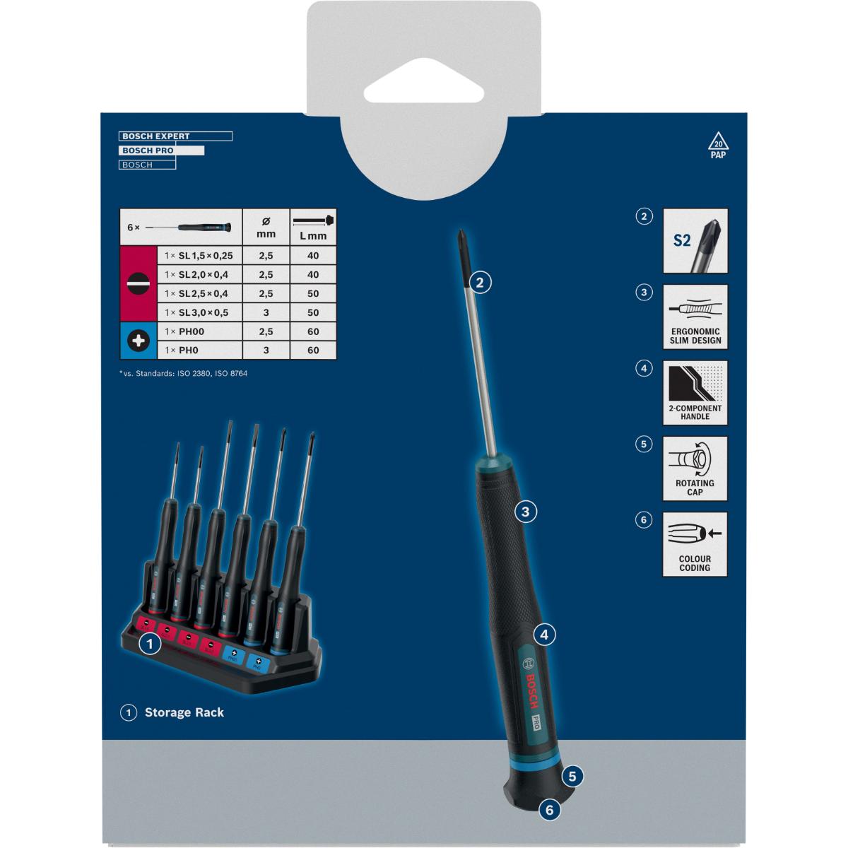 Bosch PRO Präzisionsschraubendreher PH/SL, 6-teilges Set