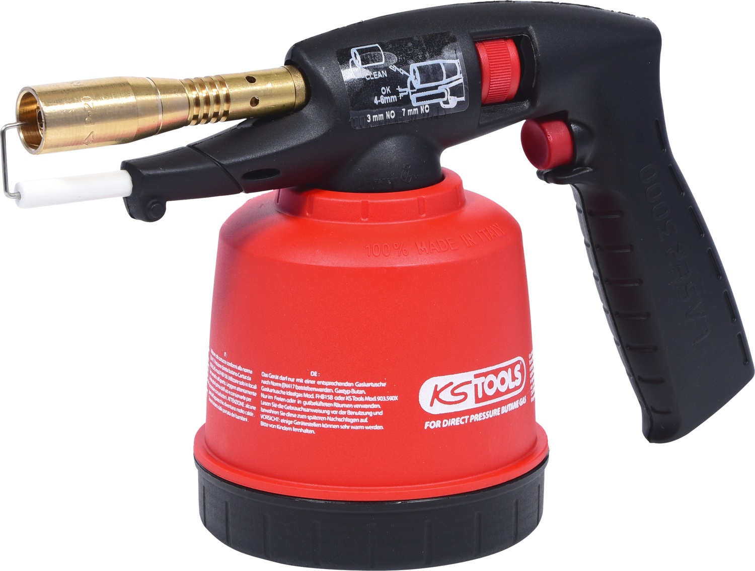 KS Tools Universal-Kartuschenlötgerät mit Piezo-Zündung, rot
