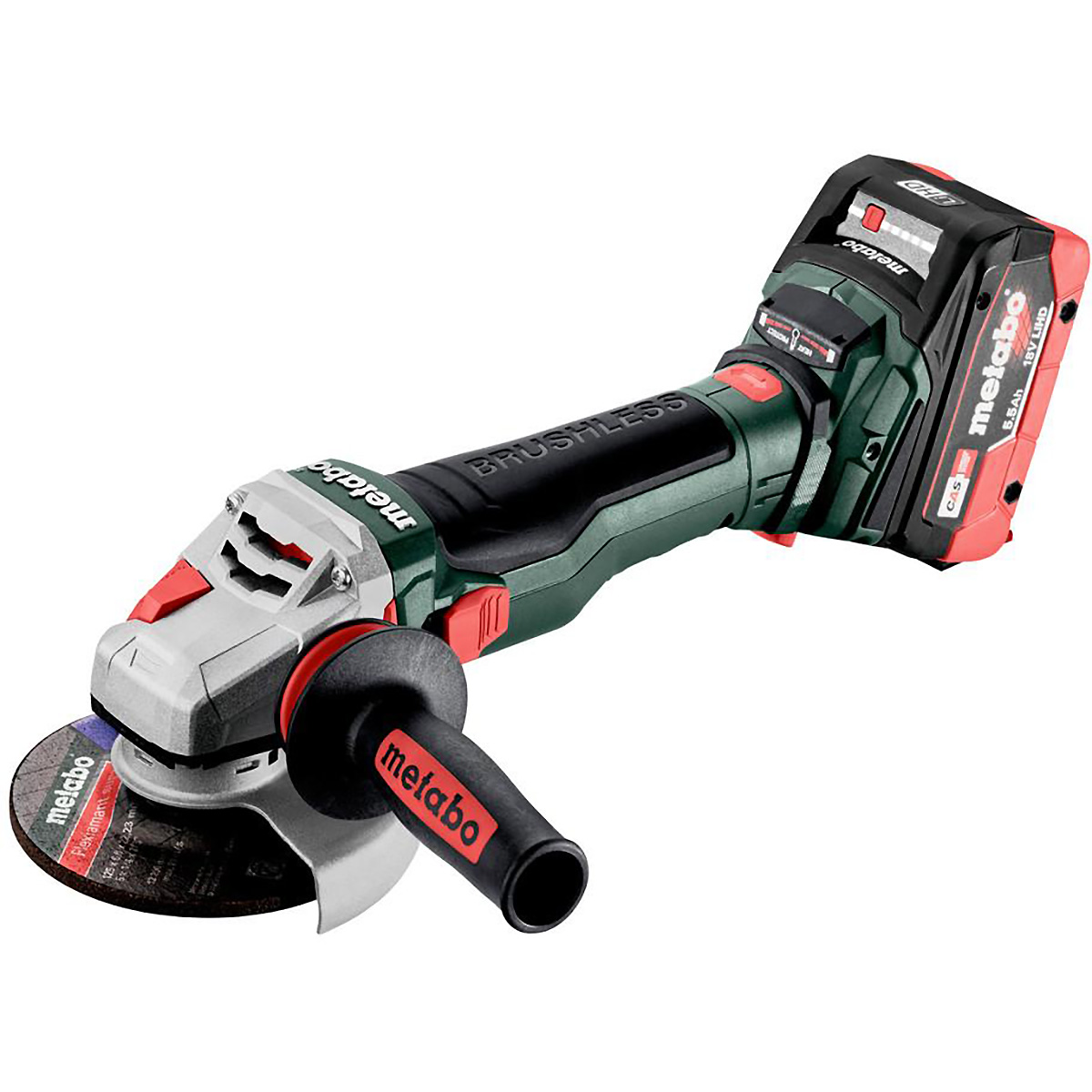 Metabo Akku-Winkelschleifer WB 18 LTX BL 15-125 Quick mit Bremse, Schnellspannmutter - metaBOX 165 L