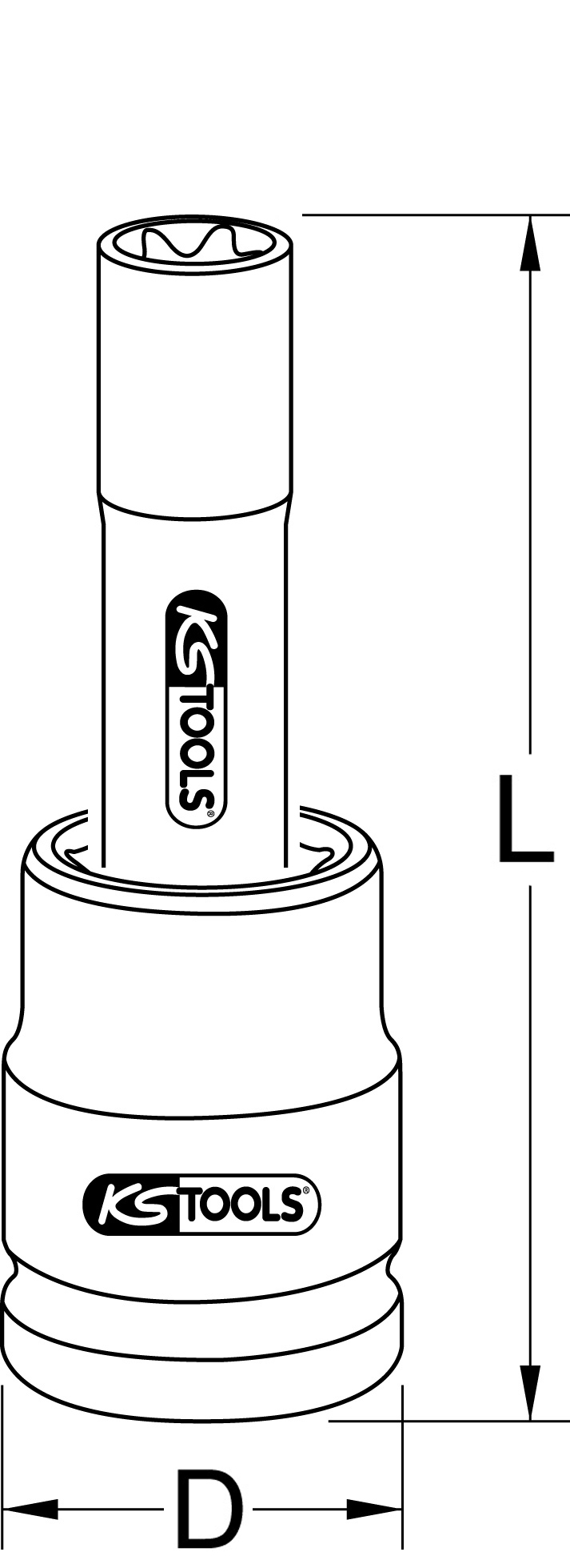 KS Tools 1" Kraft-Stecknuss E-Torx, lang
