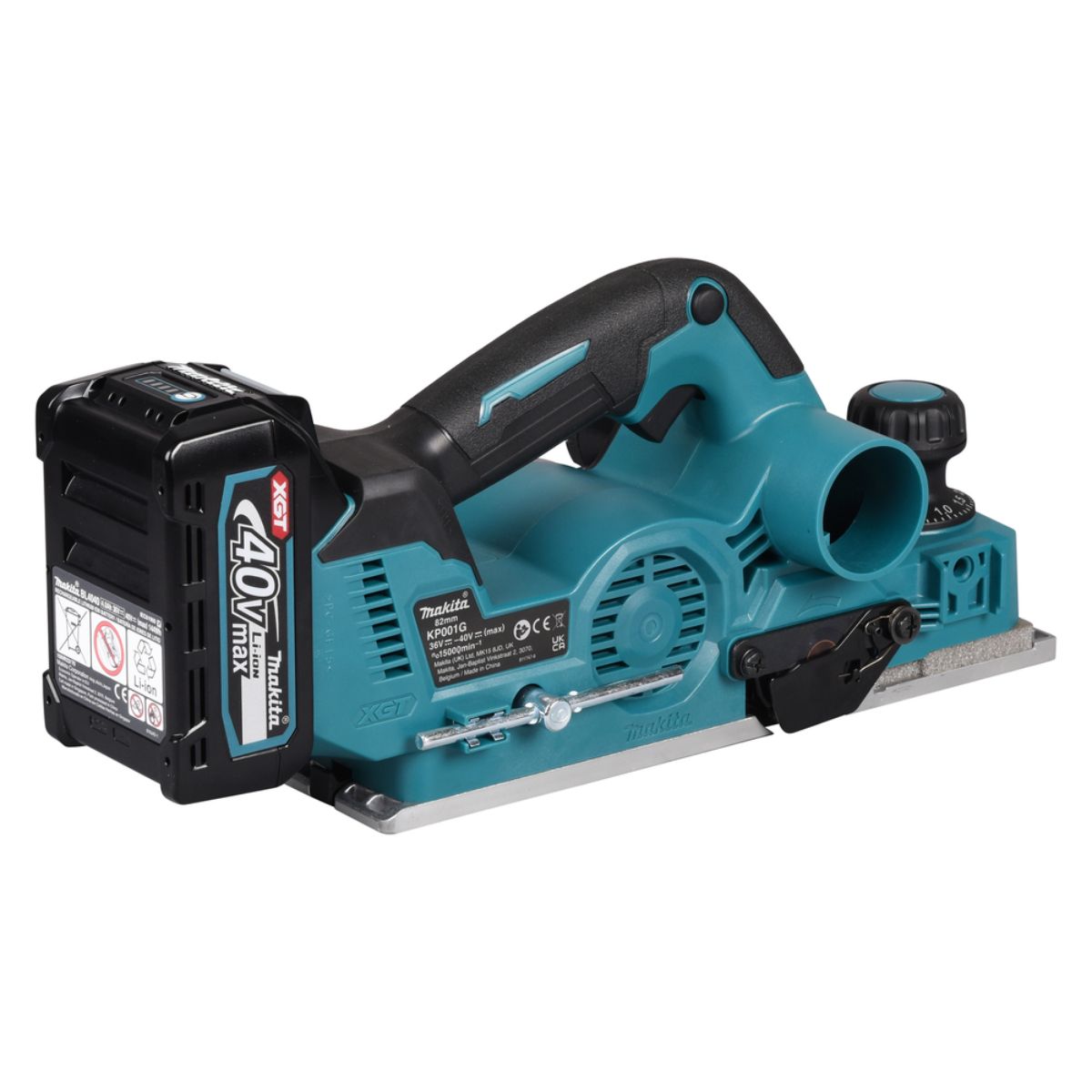 Makita Akku-Hobel 40V max. / 4,0 Ah, 2 Akkus + Ladegerät im MAKPAC KP001GM201