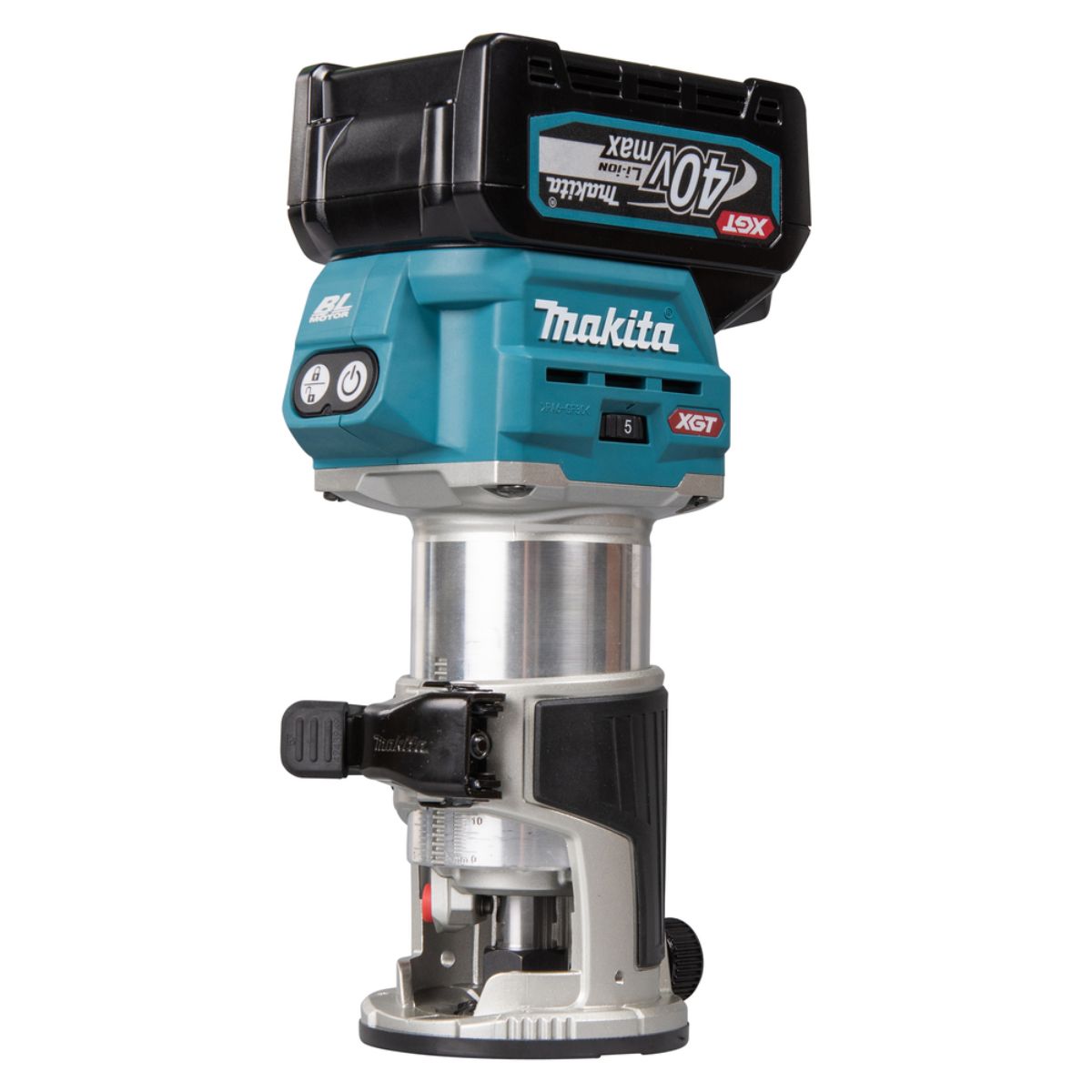 Makita Akku-Multifunktionsfräse 40V max. / 4,0 Ah, 2 Akkus + Ladegerät im MAKPAC RT001GM205