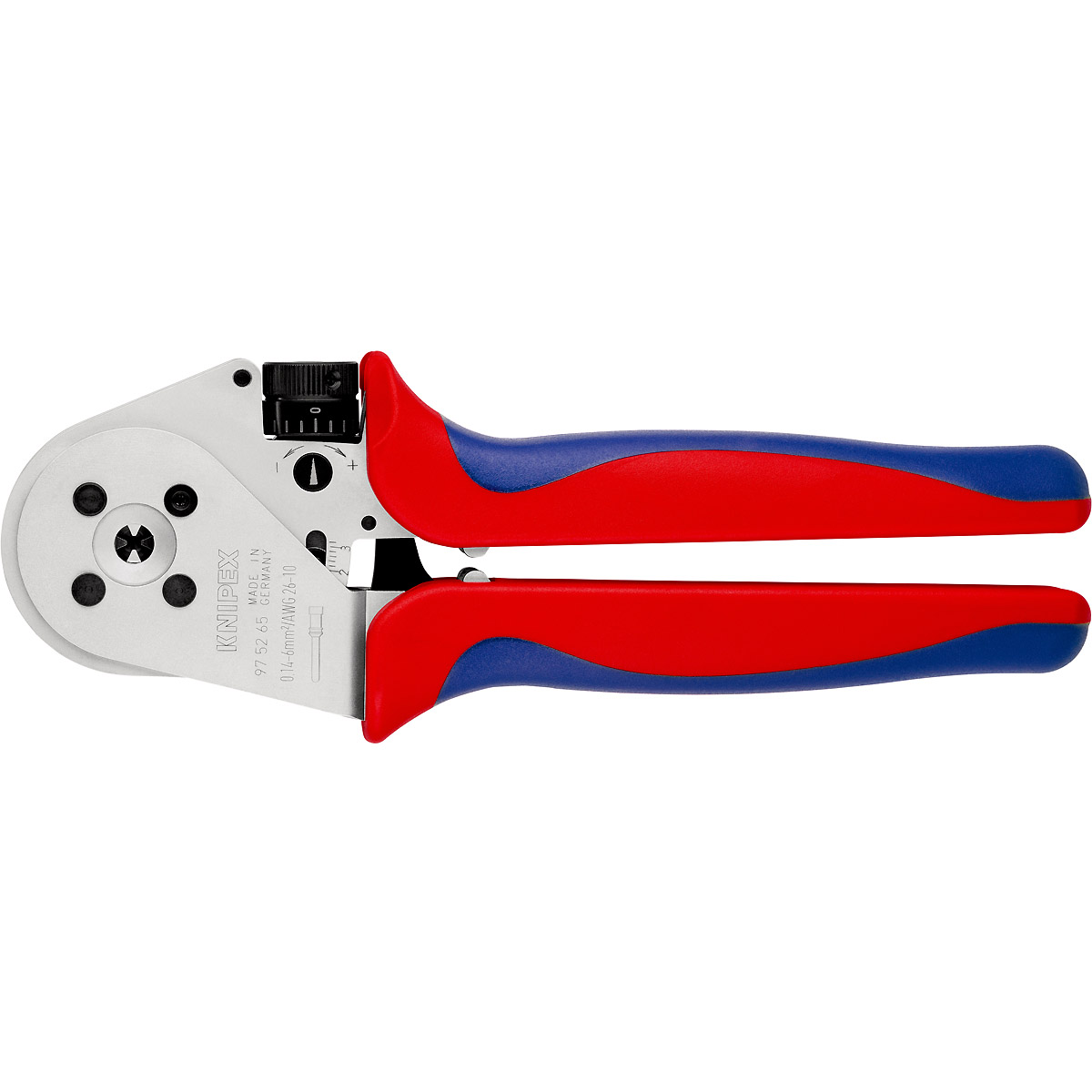 KNIPEX Vierdornpresszange für gedrehte Kontakte 230 mm verchromt mit Mehrkomponenten-Hüllen
