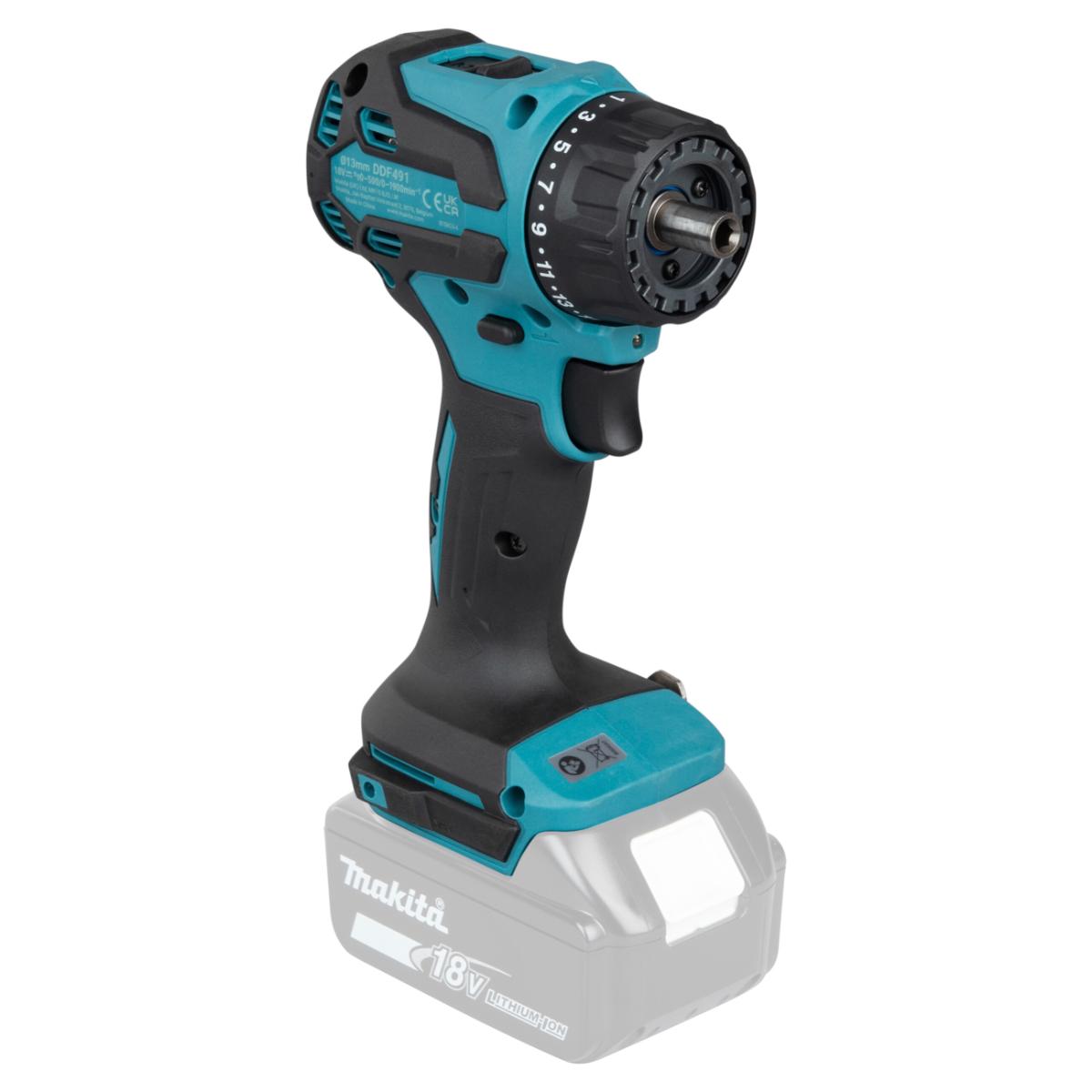 Makita Akku-Bohrschrauber mit Wechselkopfsystem mit 1x Bohrfutter 13 mm LXT 18V - DDF491Z
