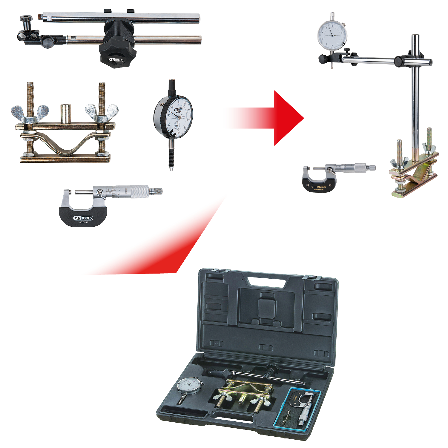 KS Tools Bremsscheiben-Messwerkzeug-Satz, 4-tlg