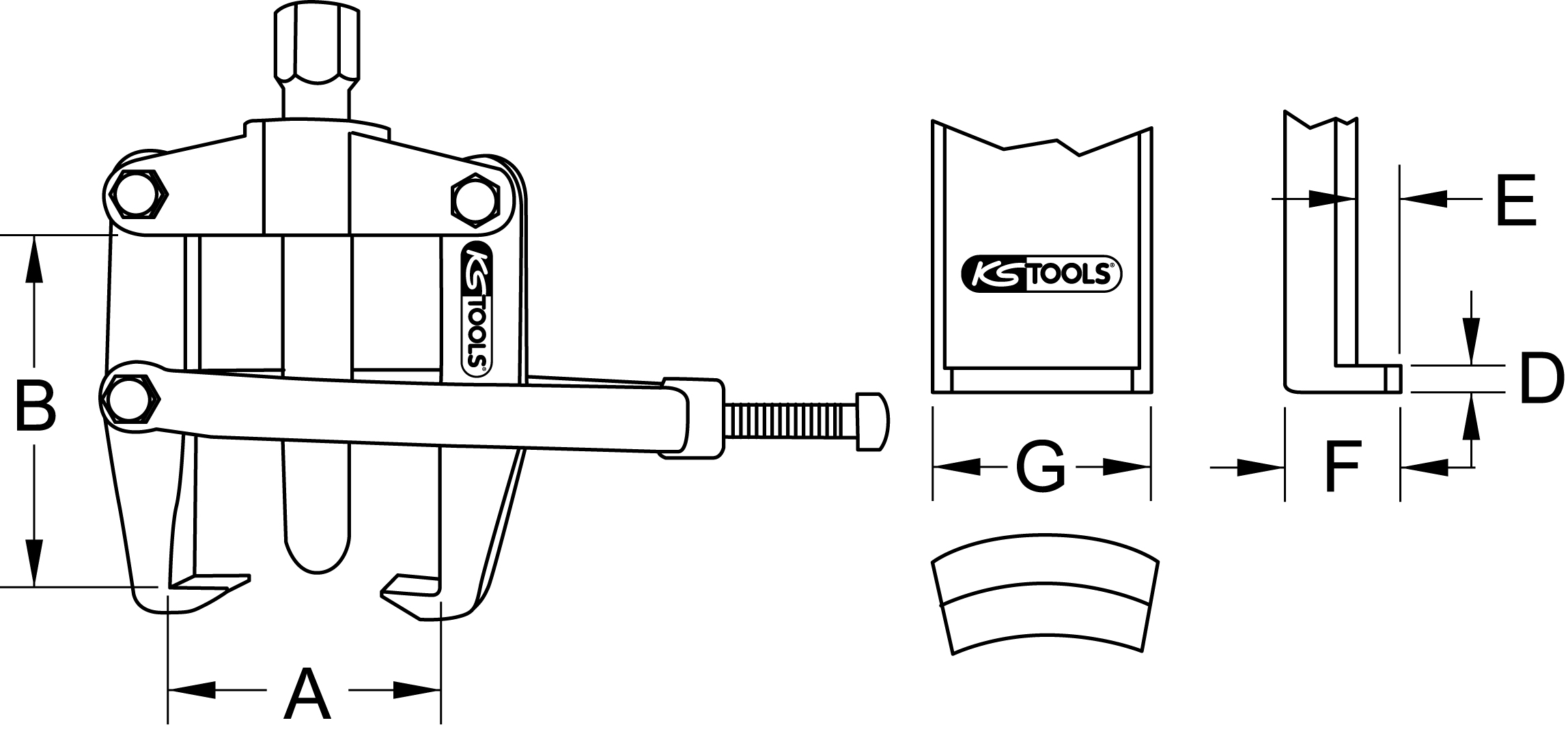 KS Tools Universal-Kugelgelenk-Abzieher 2-armig mit Spannbügel, 69 mm