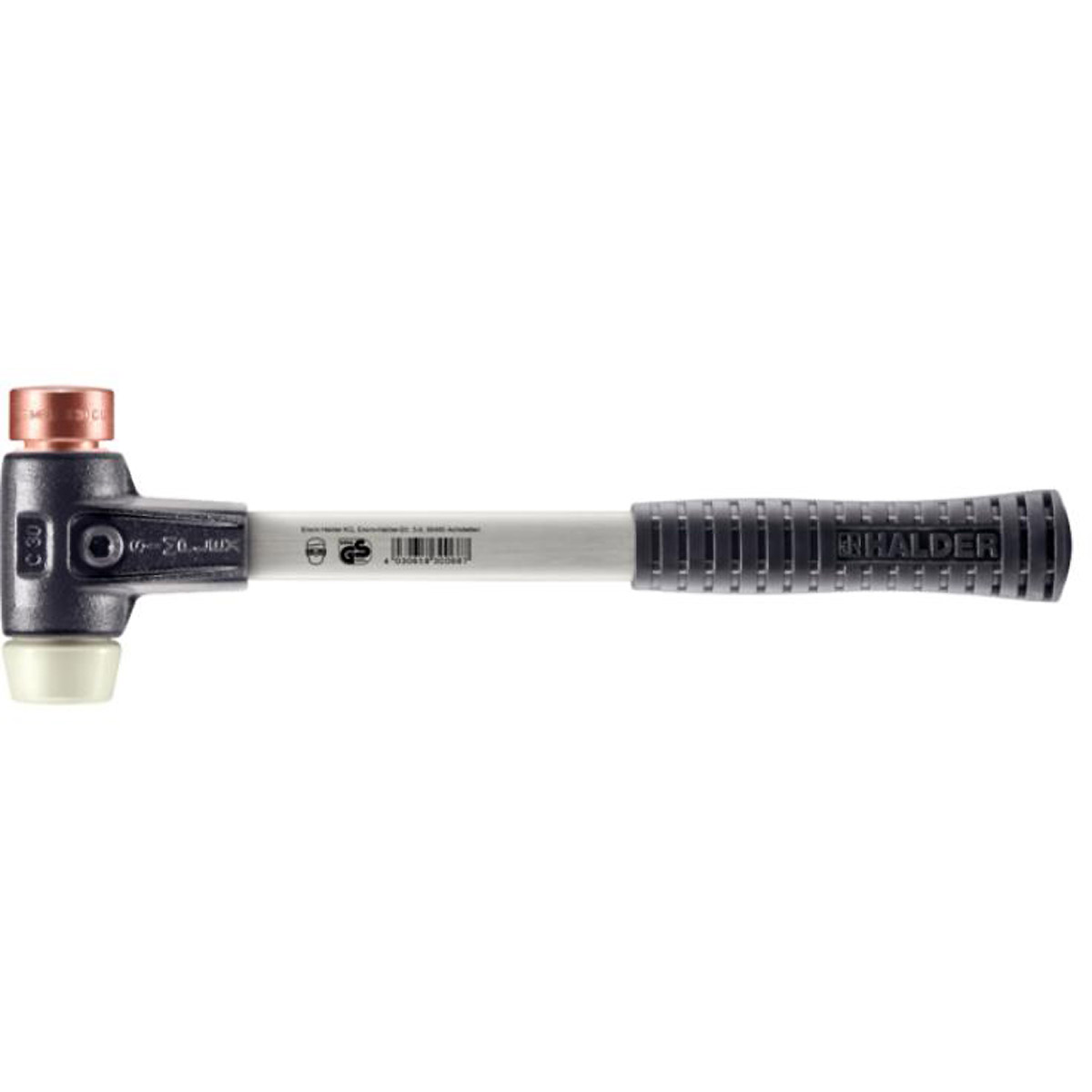 HALDER SIMPLEX - Schonhammer mit verstärktem TE-Gehäuse und Fiberglasstiel, Kupfer / Nylon
