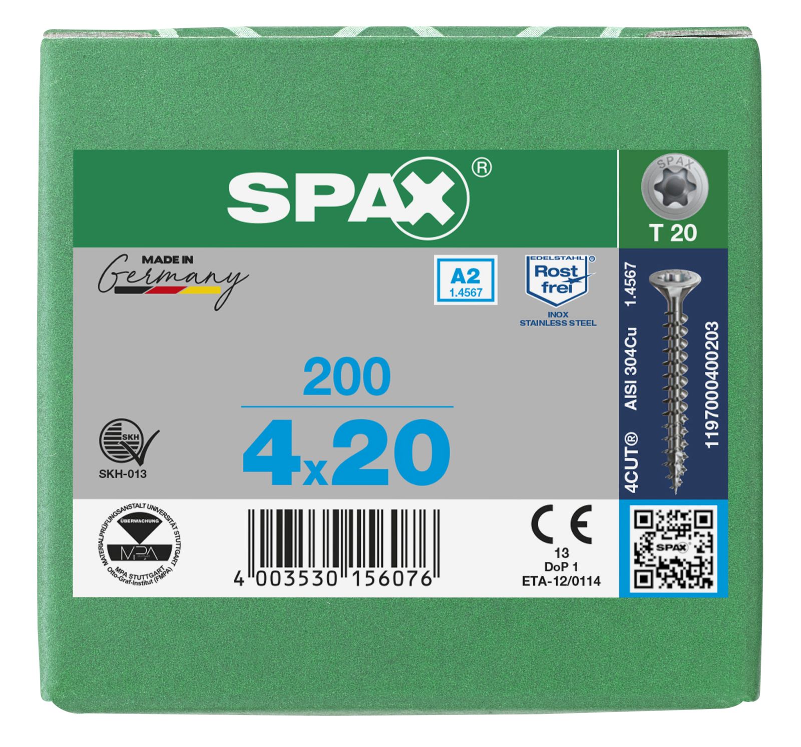 SPAX A2 Senkmultikopf T-Star Plus T20 Vollgewinde, 200 Stück