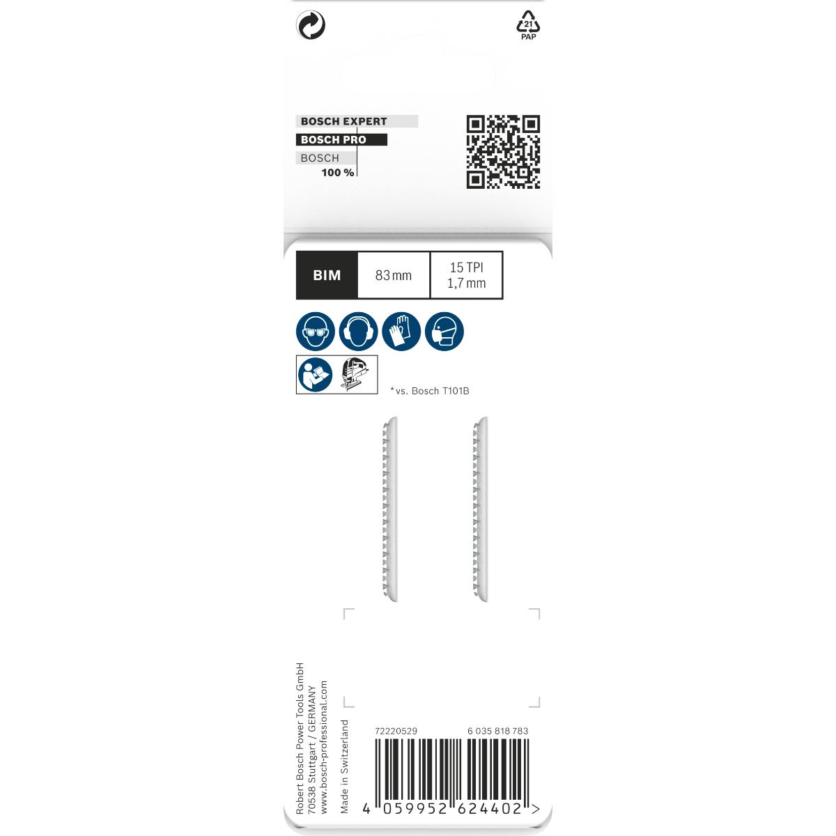 Bosch PRO Laminate clean T101BIF Stichsägeblatt,83 mm - 2 Stück