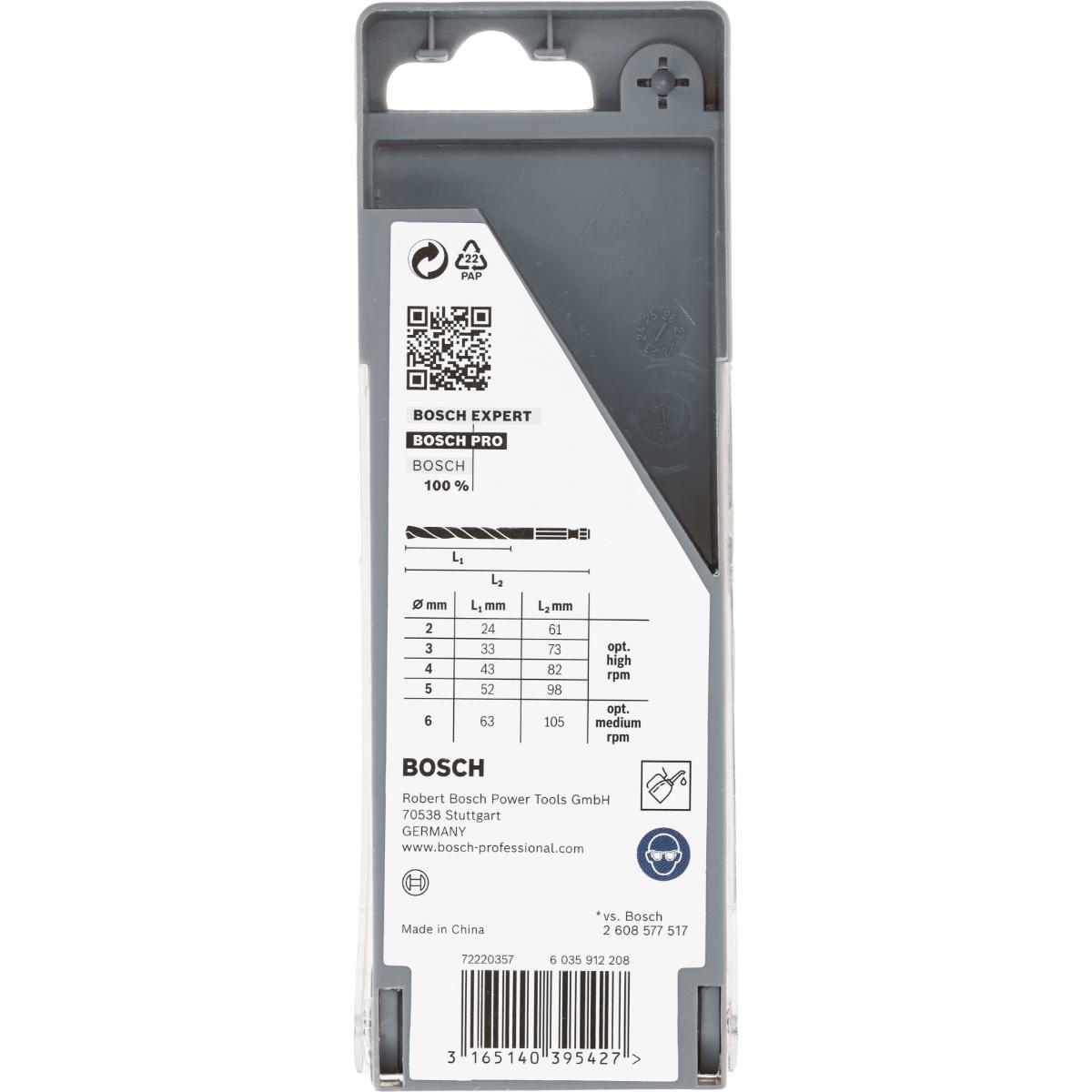 Bosch PRO 5-tlg. Metallbohrer-Set HSS-G, DIN 338, 2/3/4/5/6 mm