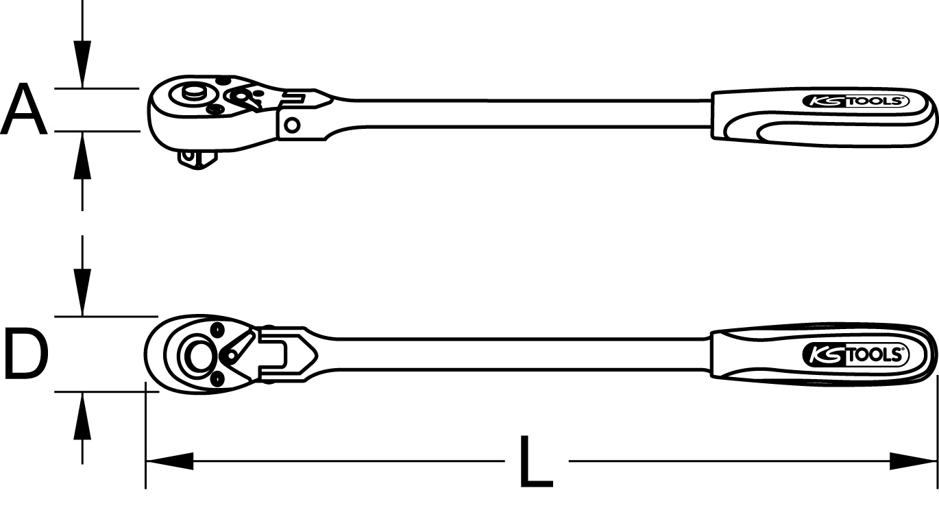 KS Tools 1/2" Gelenk-Umschaltknarre, 72 Zahn