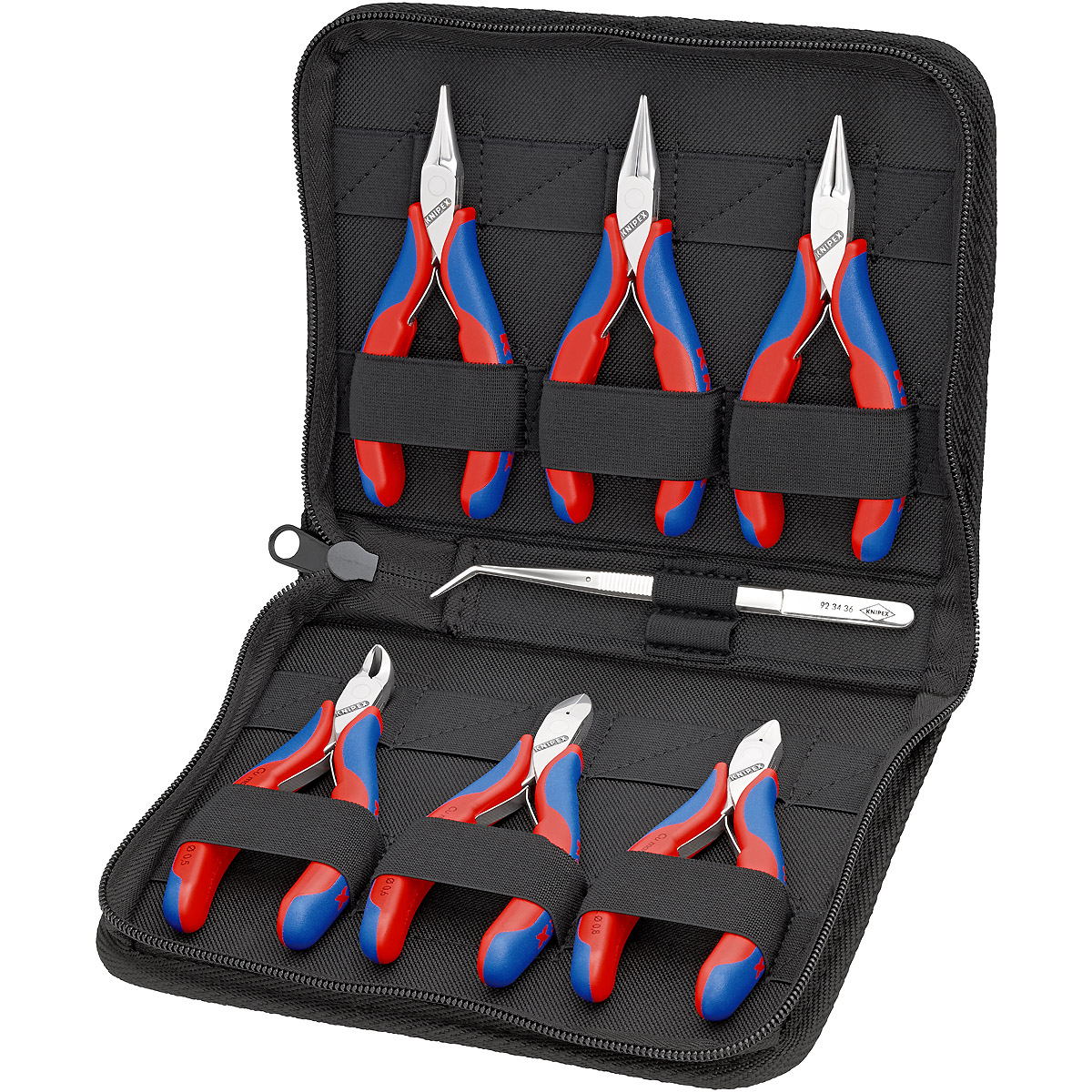 KNIPEX Elektronikzangen-Set mit Werkzeugen für Arbeiten an elektronischen Bauteilen 213 mm