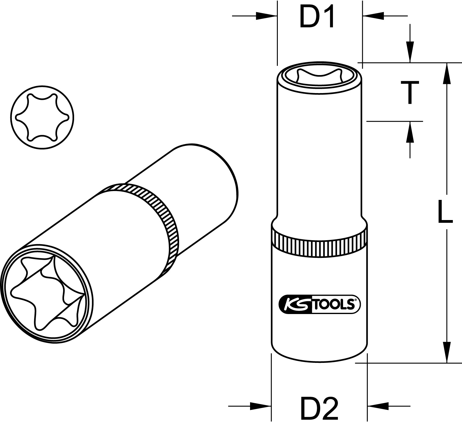 KS Tools 1/2" Spezial-Stecknuss für Mercedes, E30, 46 mm kurz