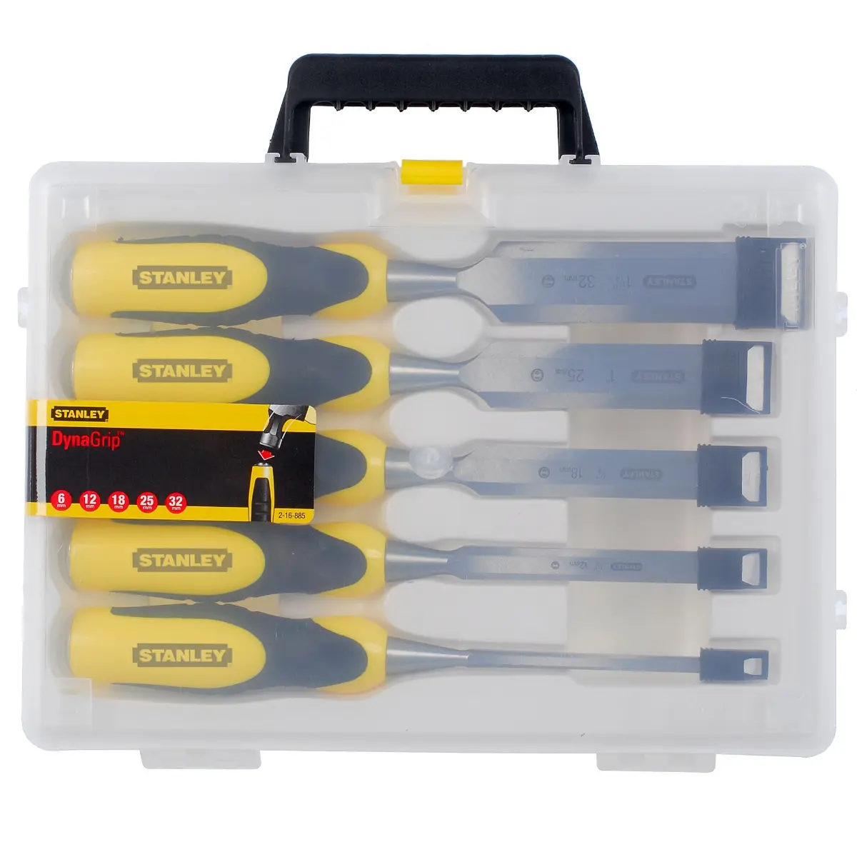 STANLEY Stechbeitel Dynagrip, Kunststoffgriff mit Schlagkappe, Set 5-tlg. 6, 12, 18, 25, 32 mm