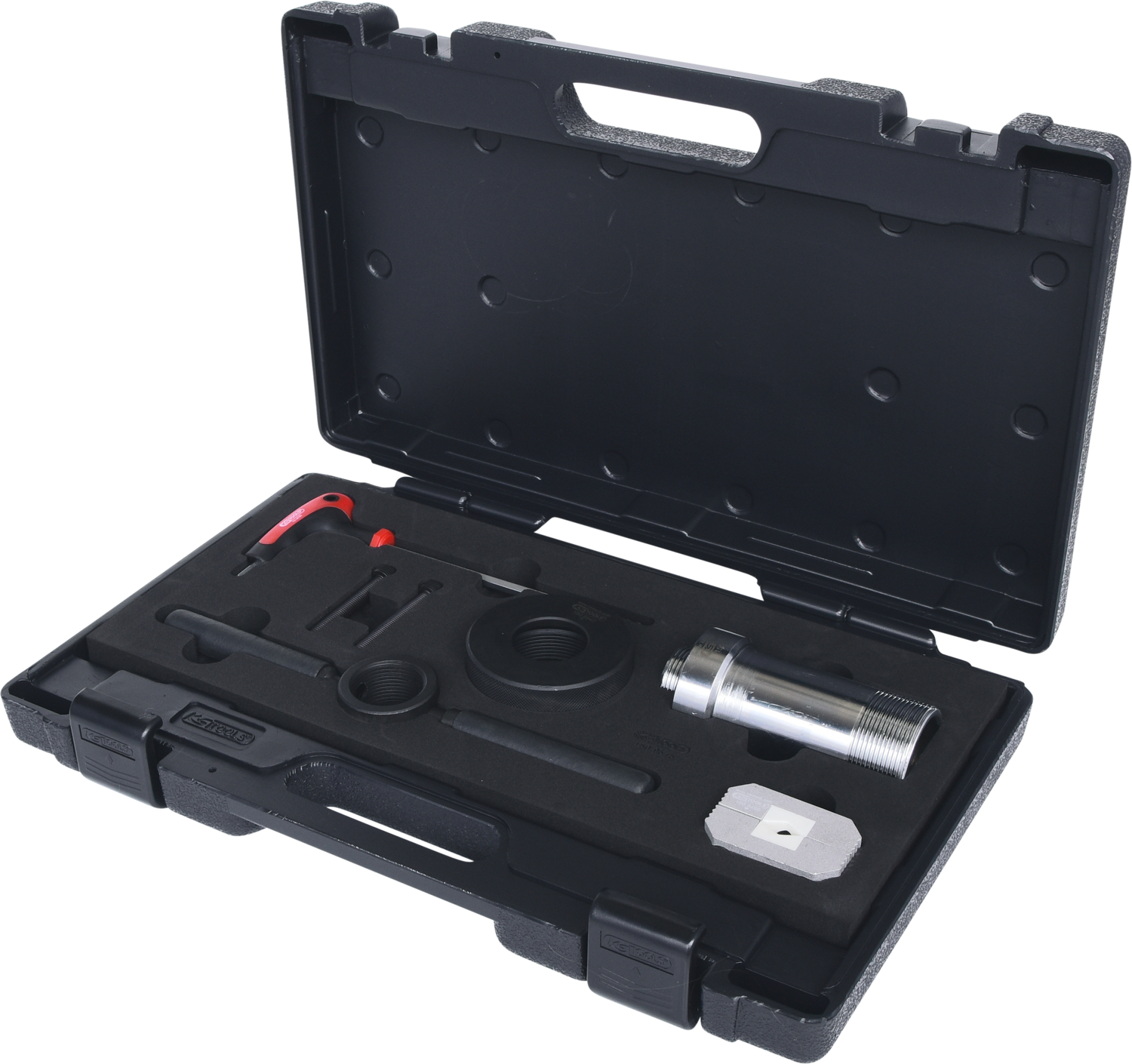 KS Tools Stoßdämpfer-Montagehilfe-Satz für Stoßdämpfer mit Zuganschlagfeder, 7-tlg