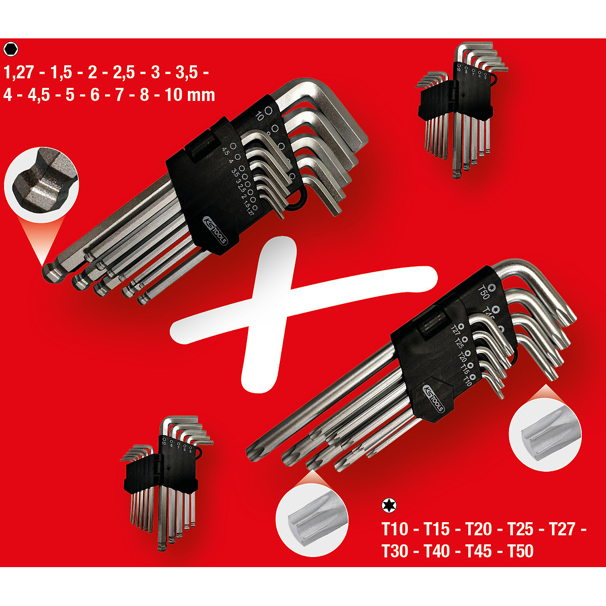 KS Tools Winkelstiftschlüssel-Satz, Torx, Innensechskant, 22-tlg