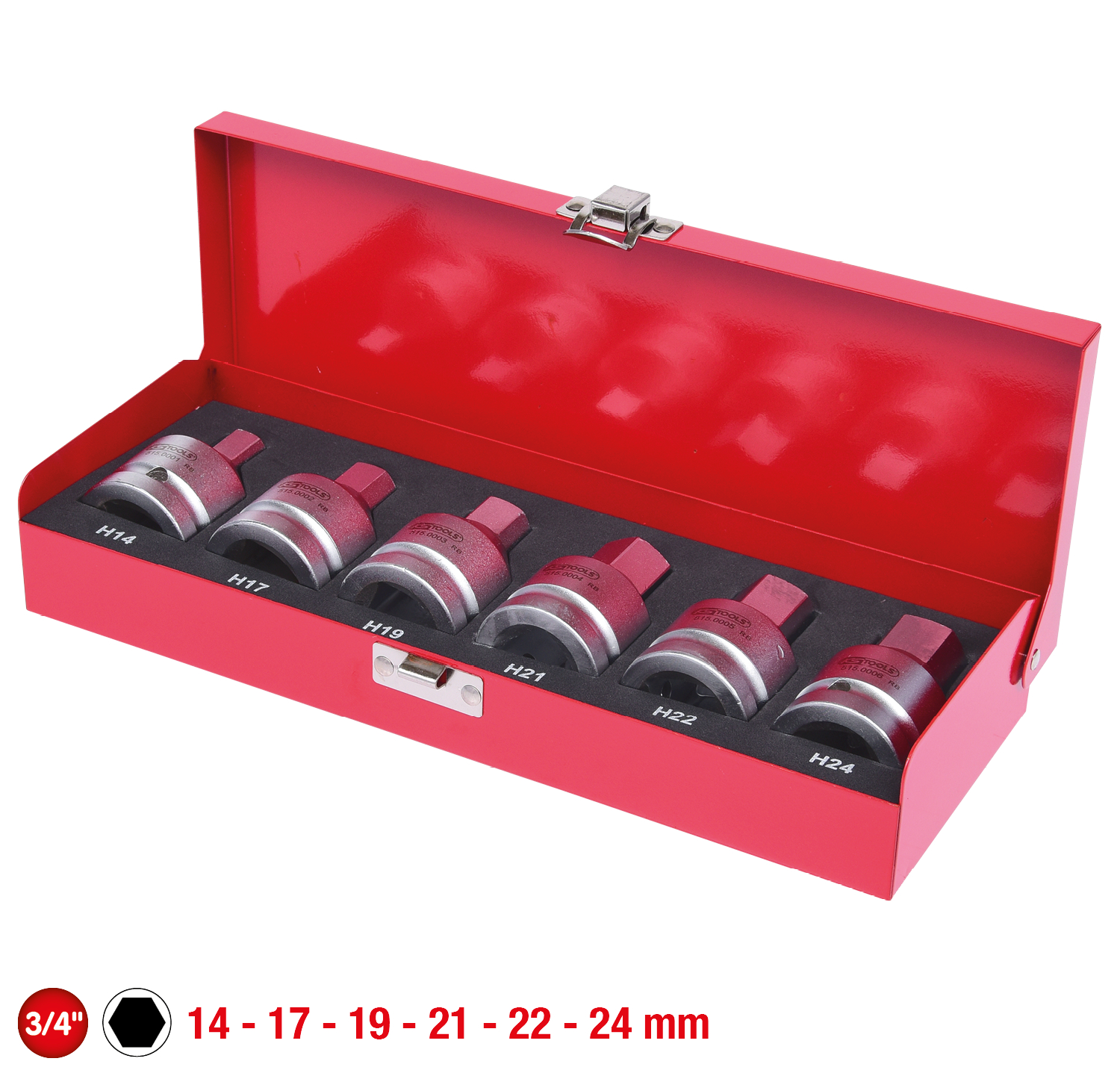 KS Tools 3/4" Kraft-Bit-Stecknuss-Satz, 6-tlg, 14-24mm