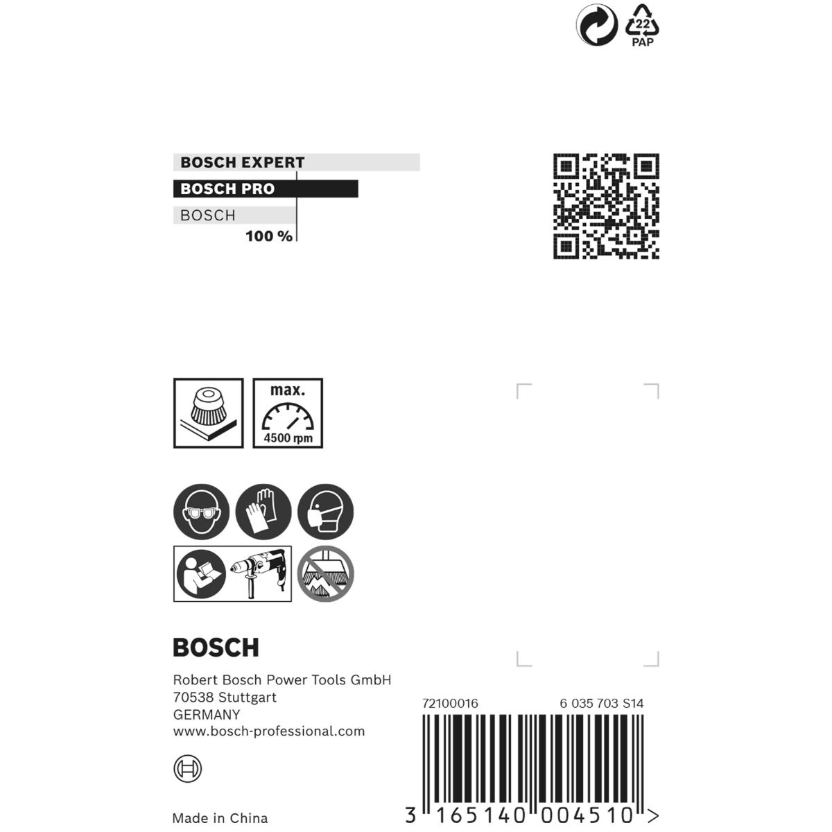 Bosch PRO Topfbürste, Stahl, gewellter Draht, 4500 U/ min