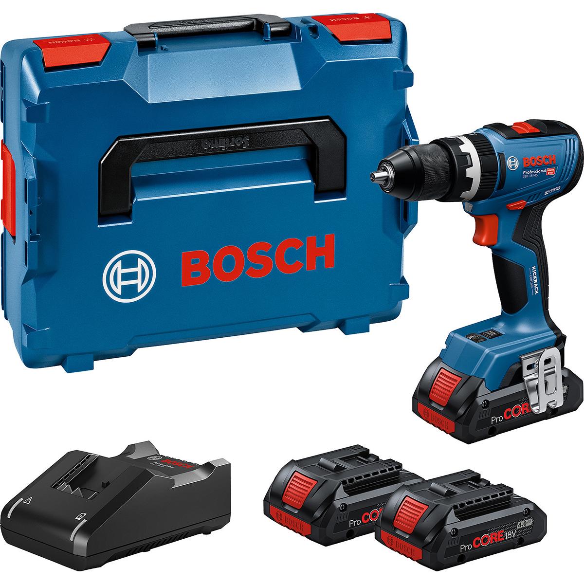 Bosch Akku-Schlagbohrschauber GSB 18V-65, 2 x Akku ProCORE18V 4.0Ah, L-BOXX 136