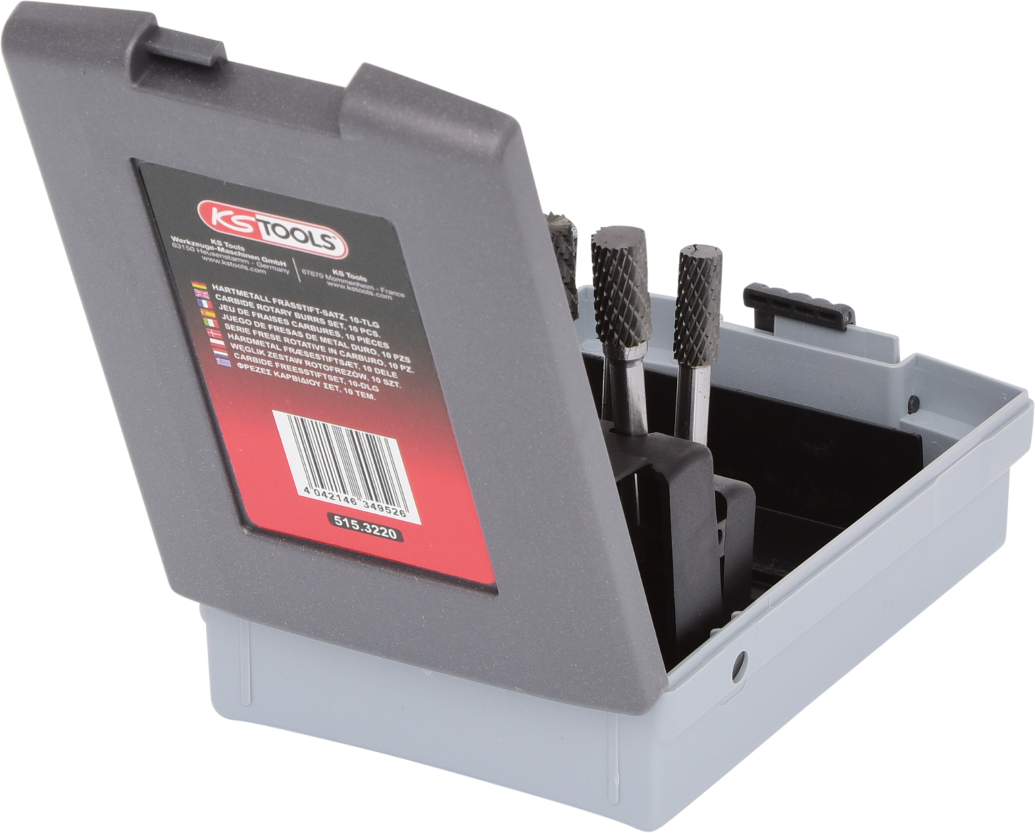 KS Tools HM Frässtift-Satz, Kunststoffkassette, 10-tlg